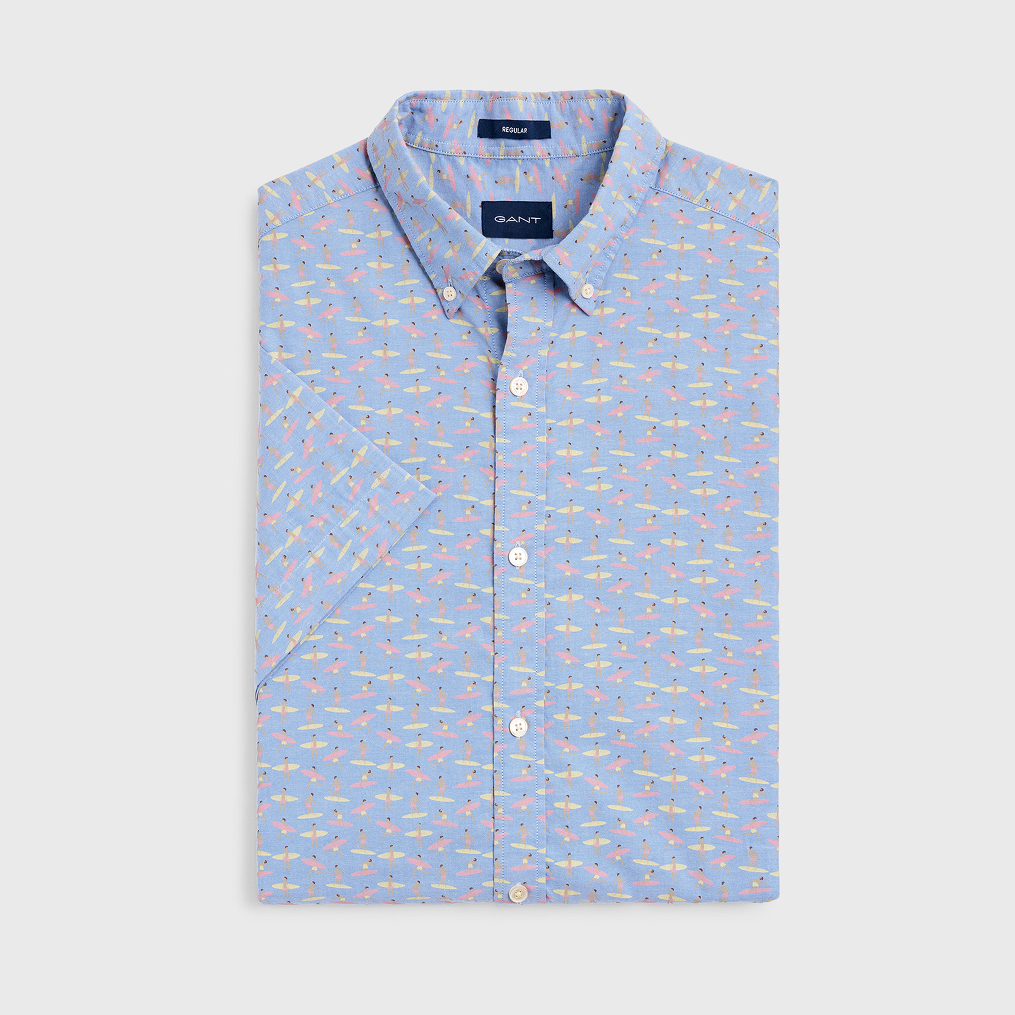 GANT Erkek Açık Mavi Regular Fit Micro Gömlek