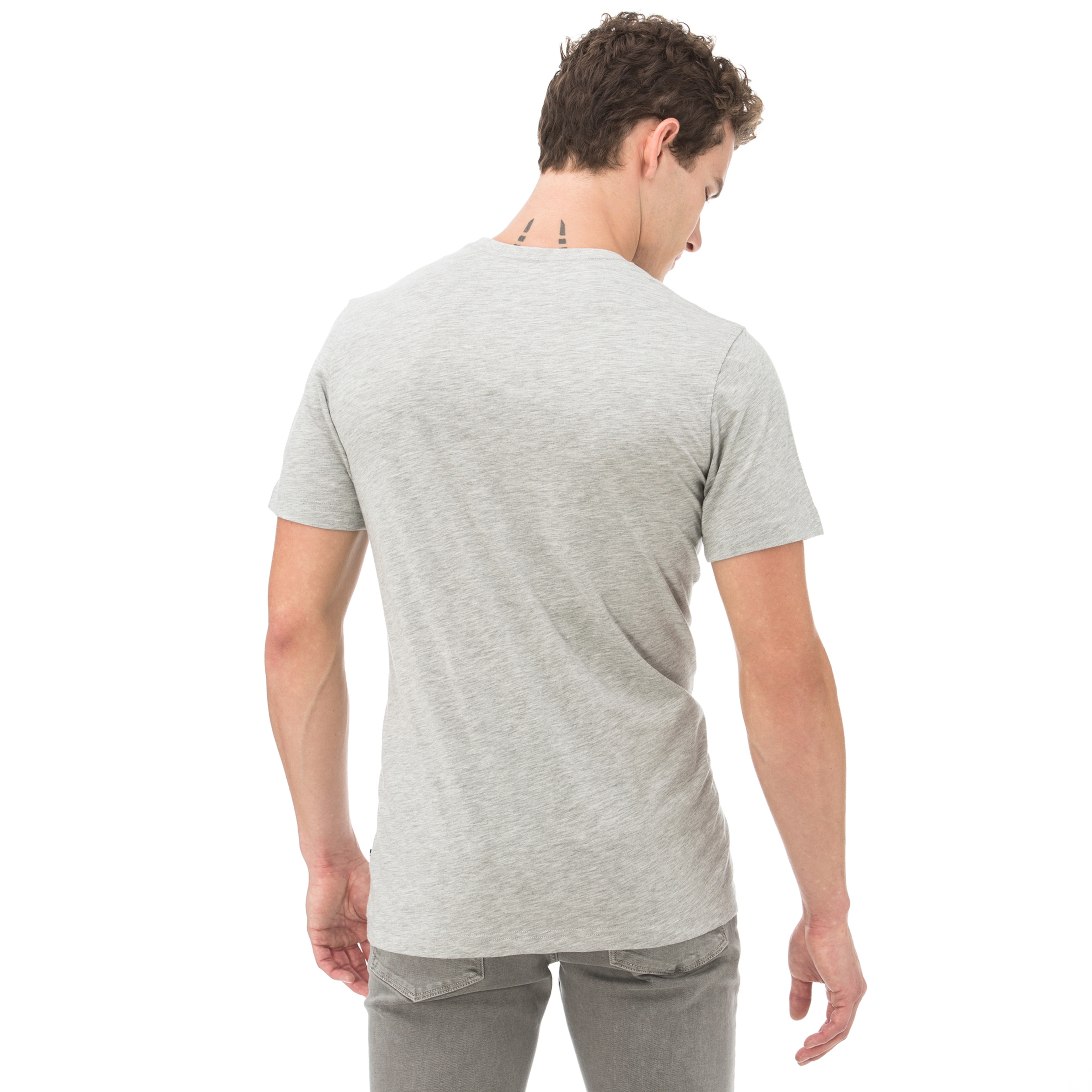 Nautica Erkek Gri Bisiklet Yaka Kısa Kollu Slim Fit T-Shirt