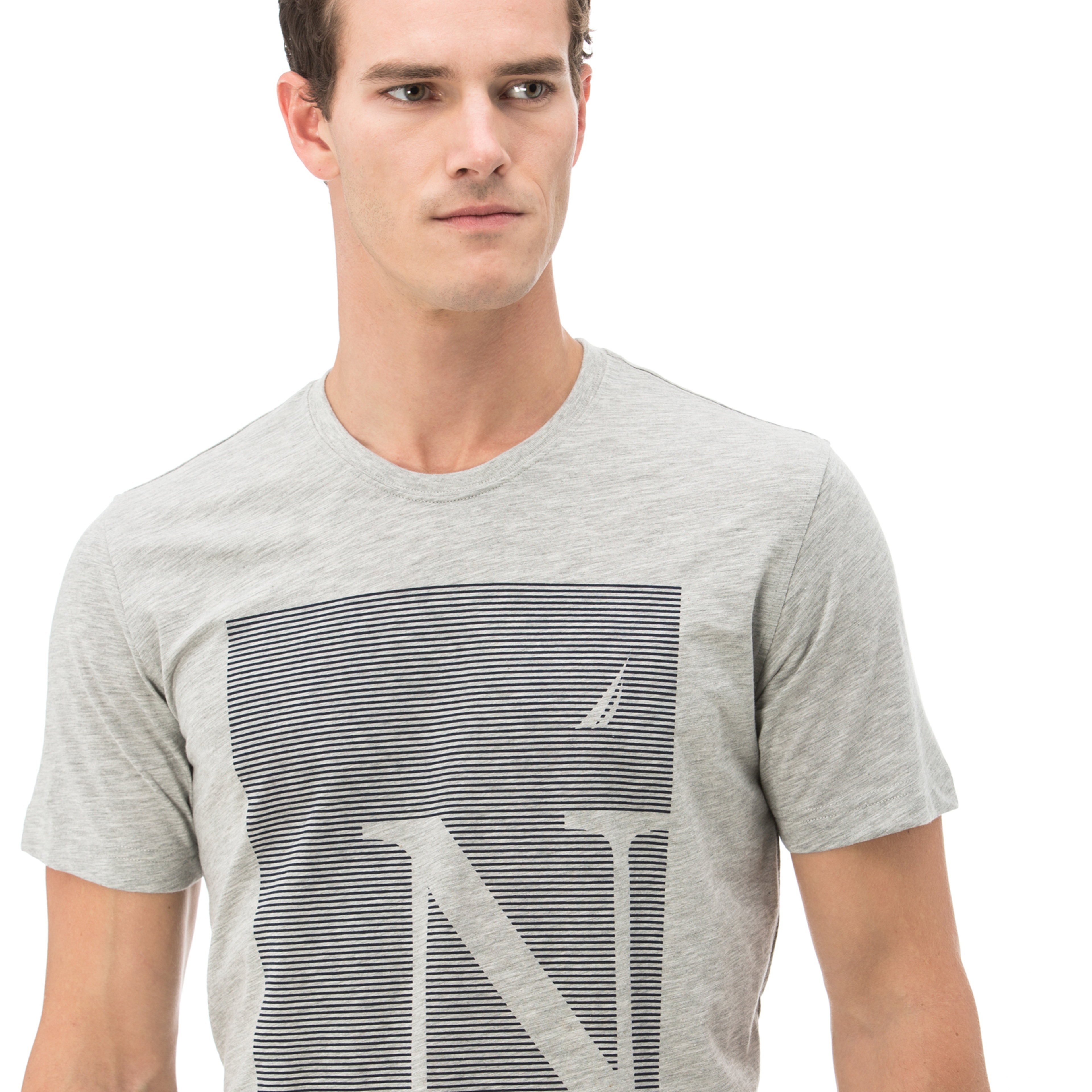 Nautica Erkek Gri Bisiklet Yaka Kısa Kollu Slim Fit T-Shirt
