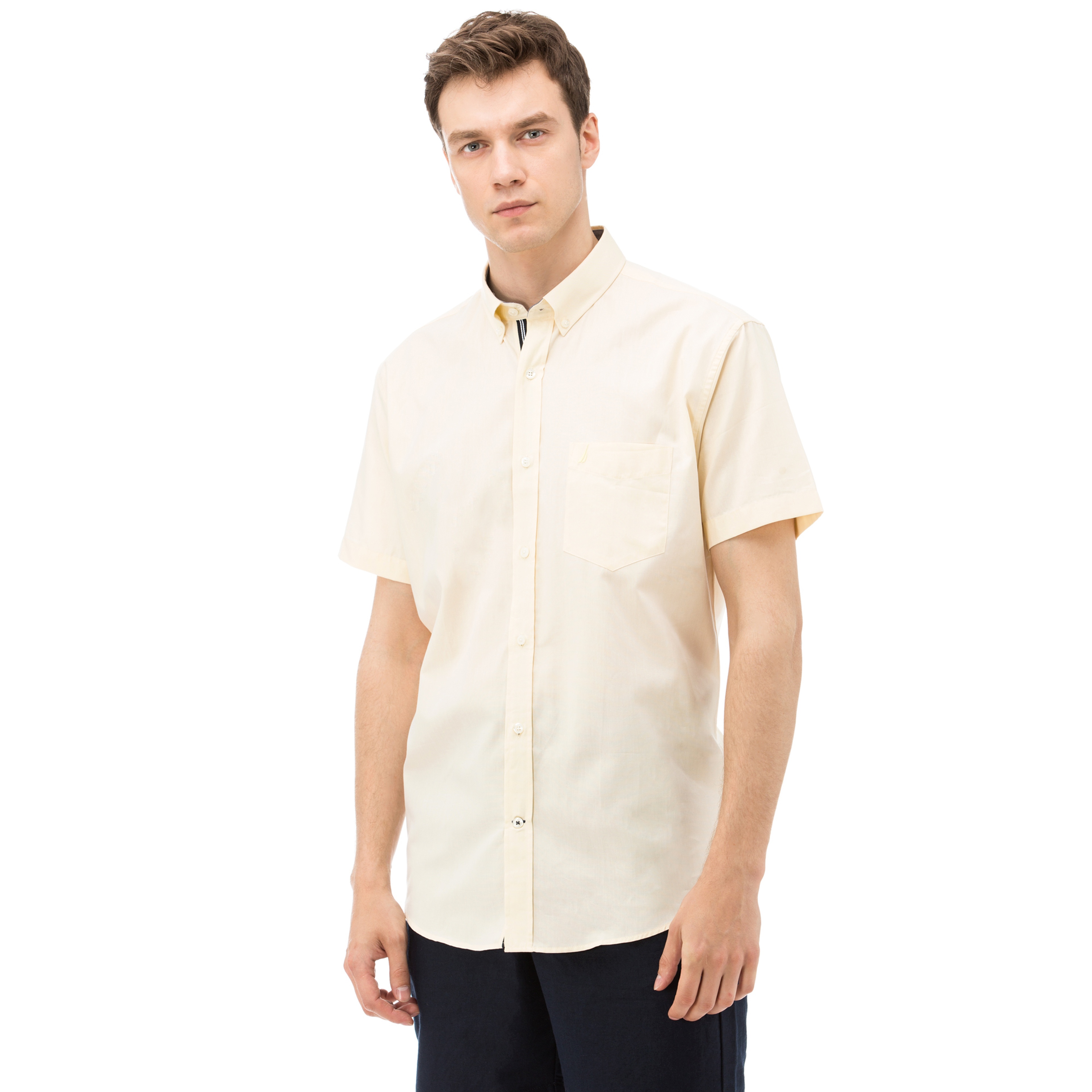NAUTICA ERKEK SARI KISA KOLLU CEPLİ OXFORD GÖMLEK