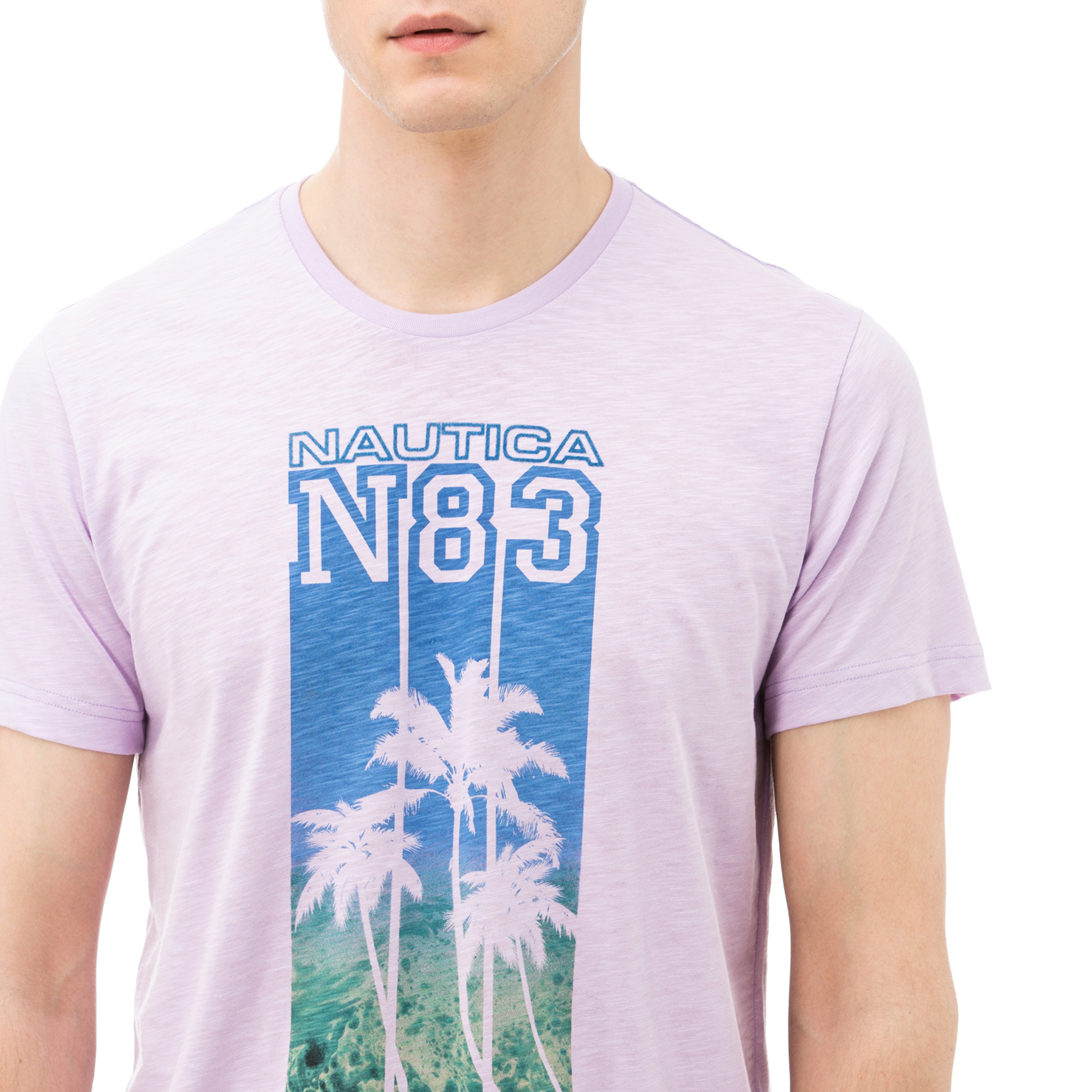 Nautica Erkek Lila Bisiklet Yaka Kısa Kollu Slim Fit T-Shirt