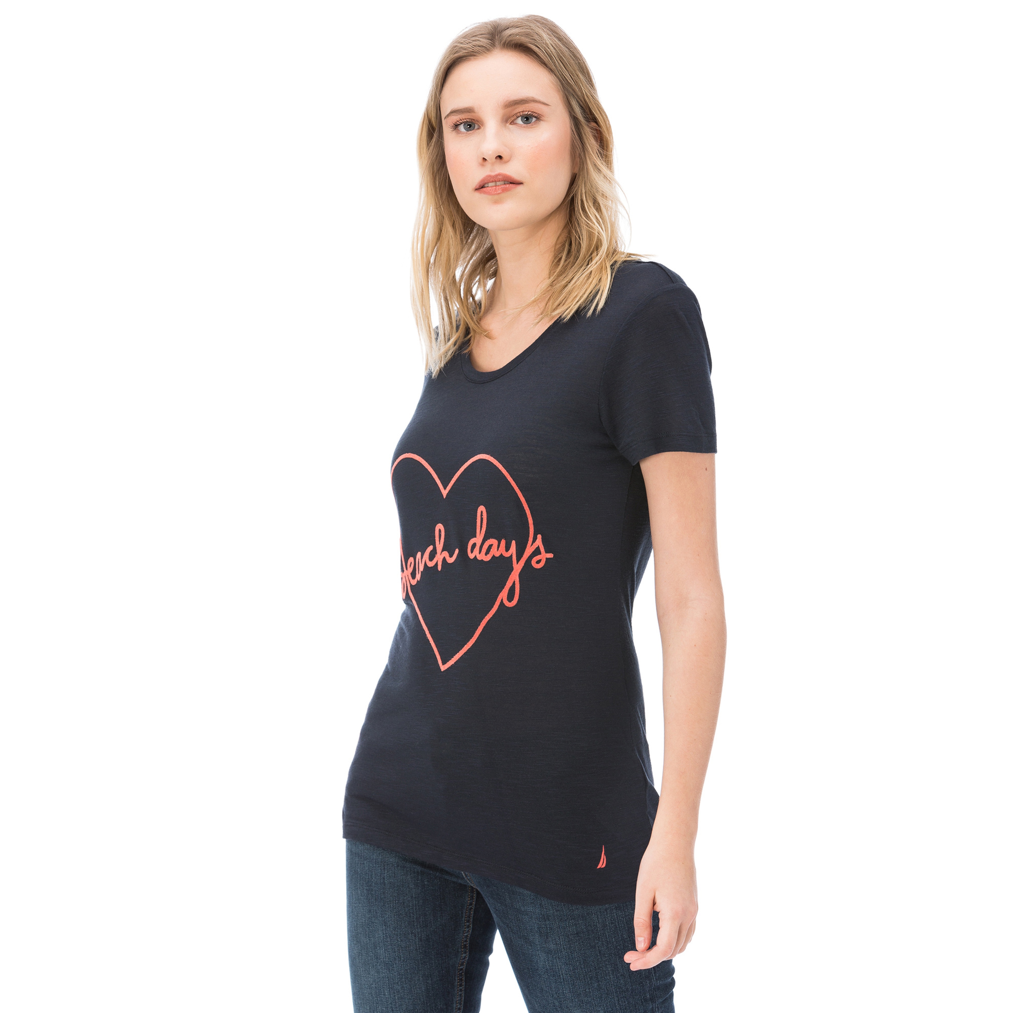 NAUTICA KADIN LACİVERT KISA KOLLU BİSİKLET YAKA T-SHIRT