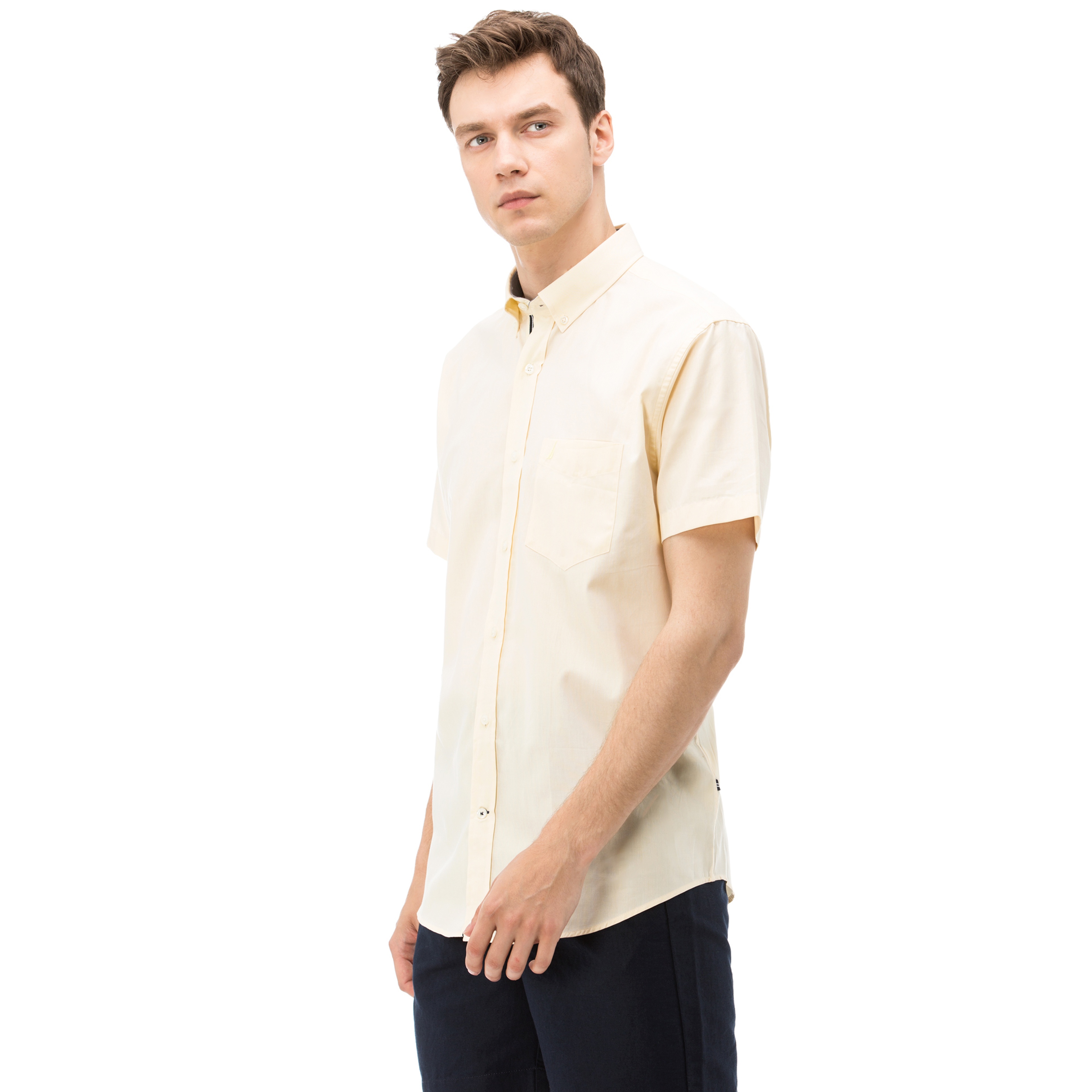 NAUTICA ERKEK SARI KISA KOLLU CEPLİ OXFORD GÖMLEK