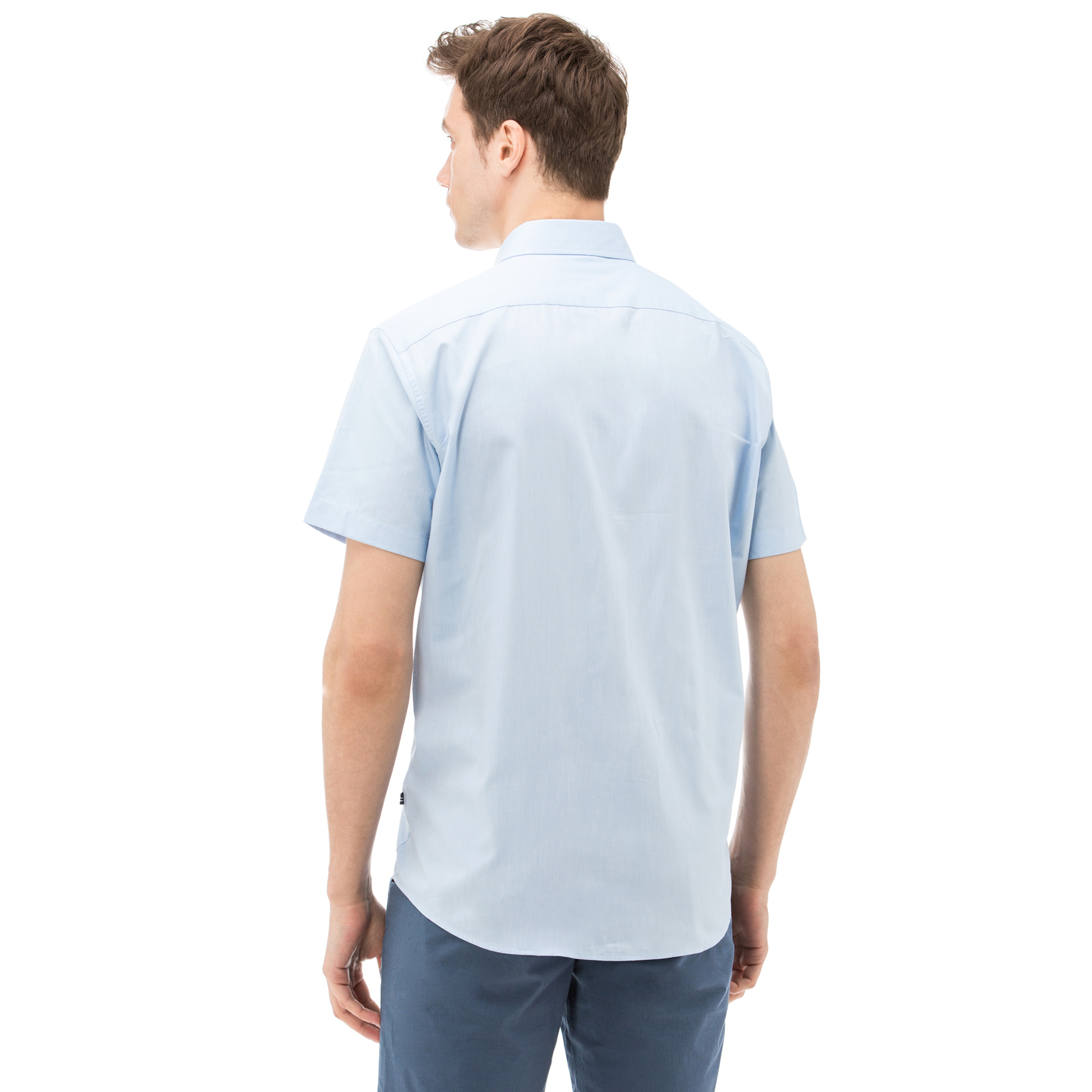 NAUTICA ERKEK MAVİ KISA KOLLU CEPLİ OXFORD GÖMLEK