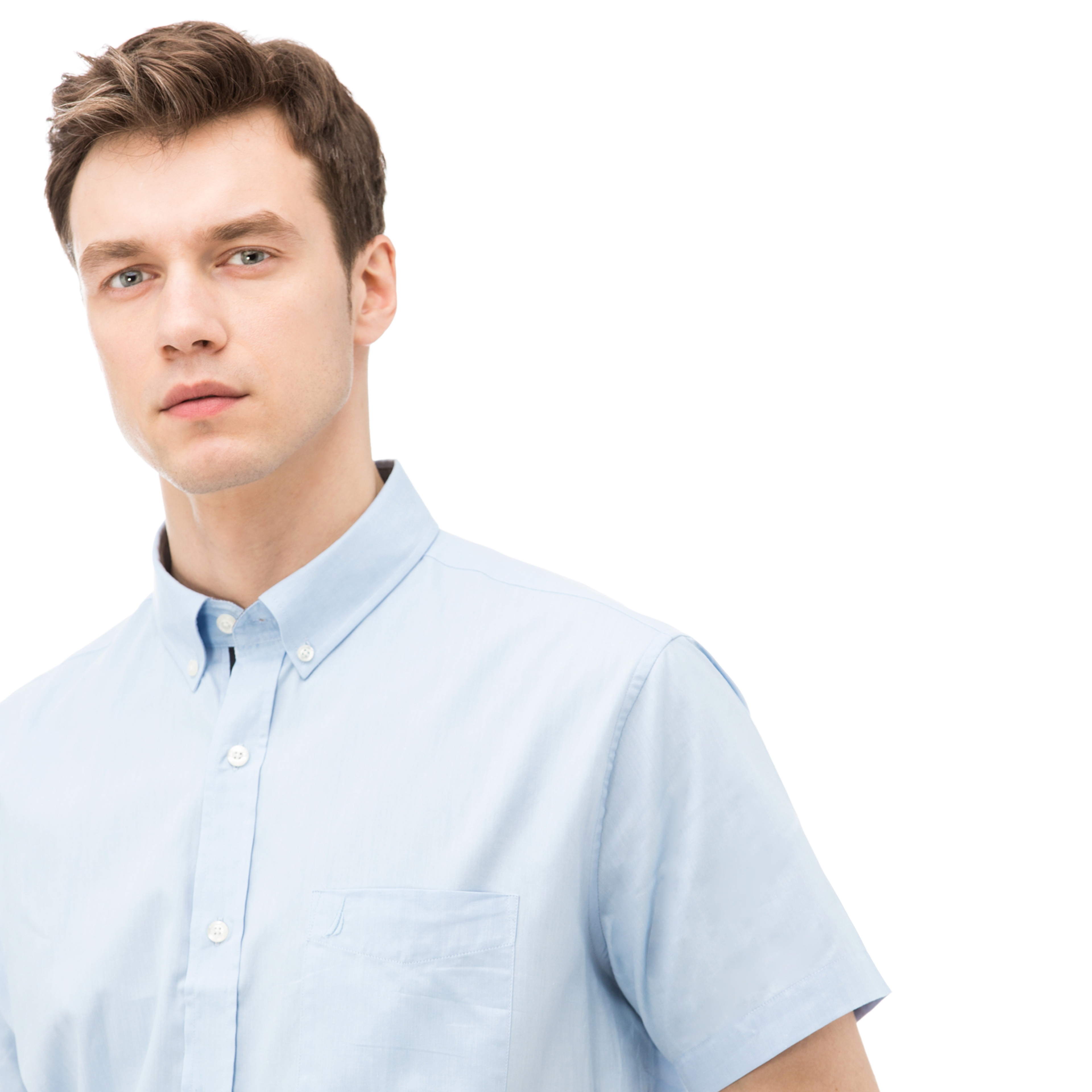 NAUTICA ERKEK MAVİ KISA KOLLU CEPLİ OXFORD GÖMLEK