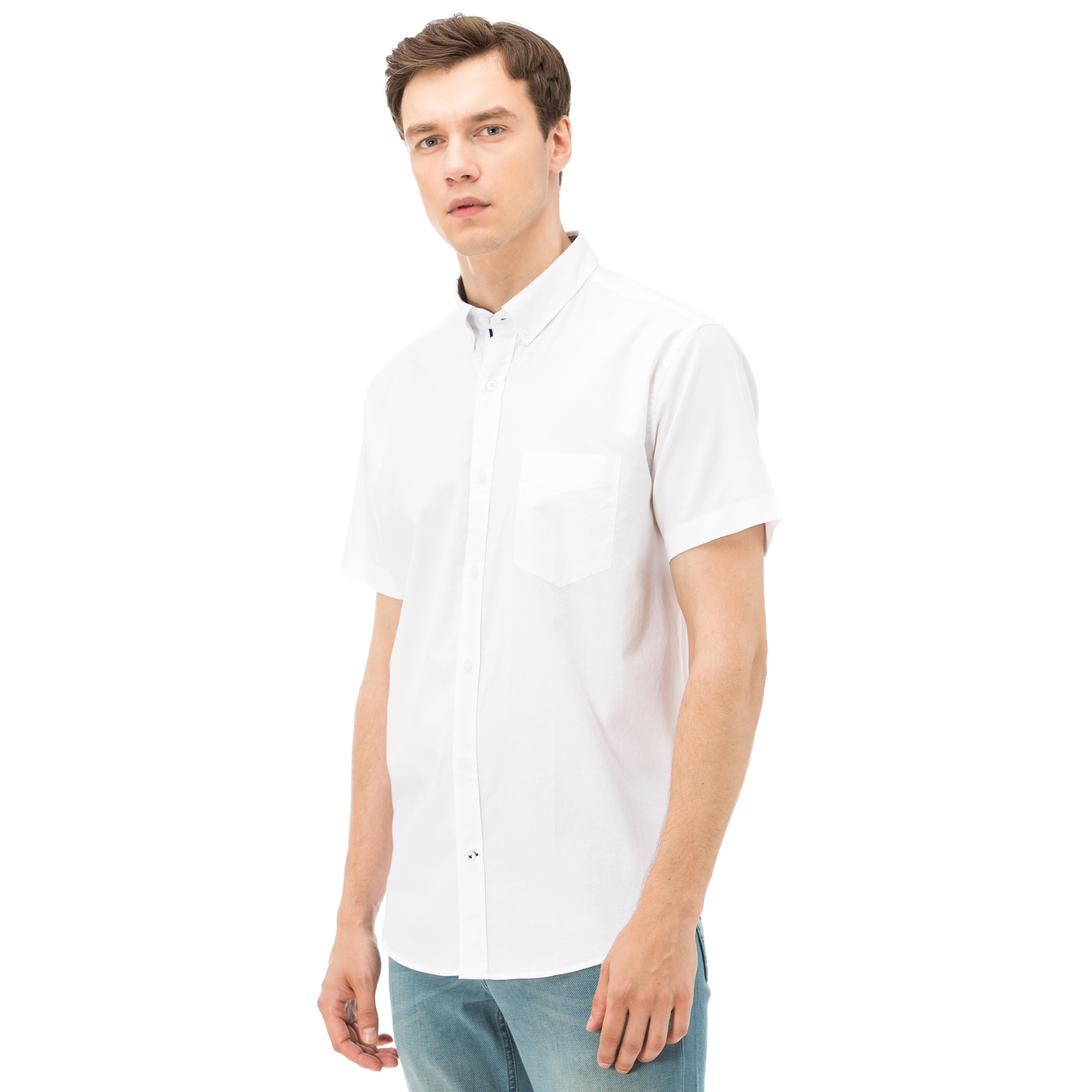 NAUTICA ERKEK BEYAZ KISA KOLLU CEPLİ OXFORD GÖMLEK