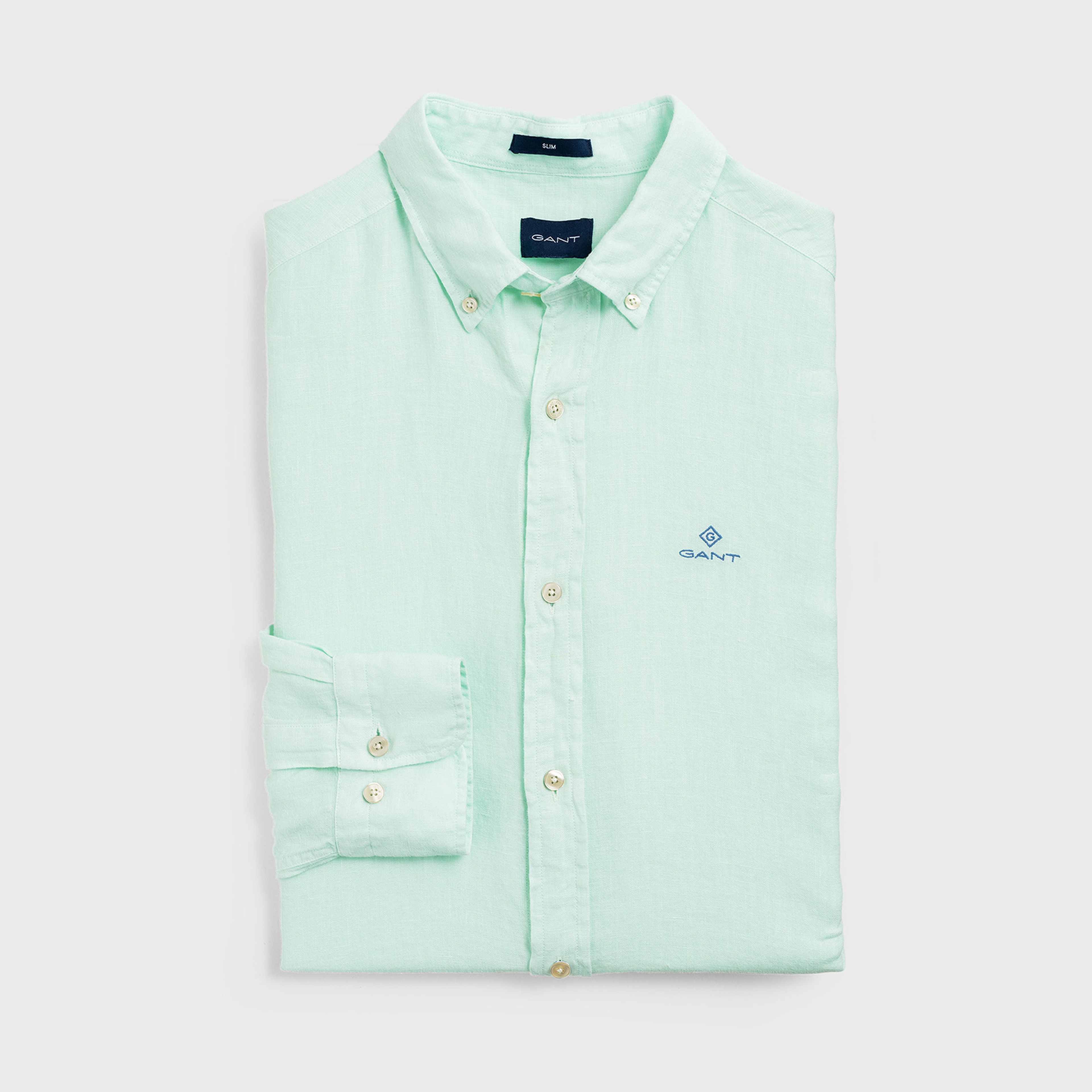 Gant Erkek Yeşil Slim Fit Dyed Keten Gömlek