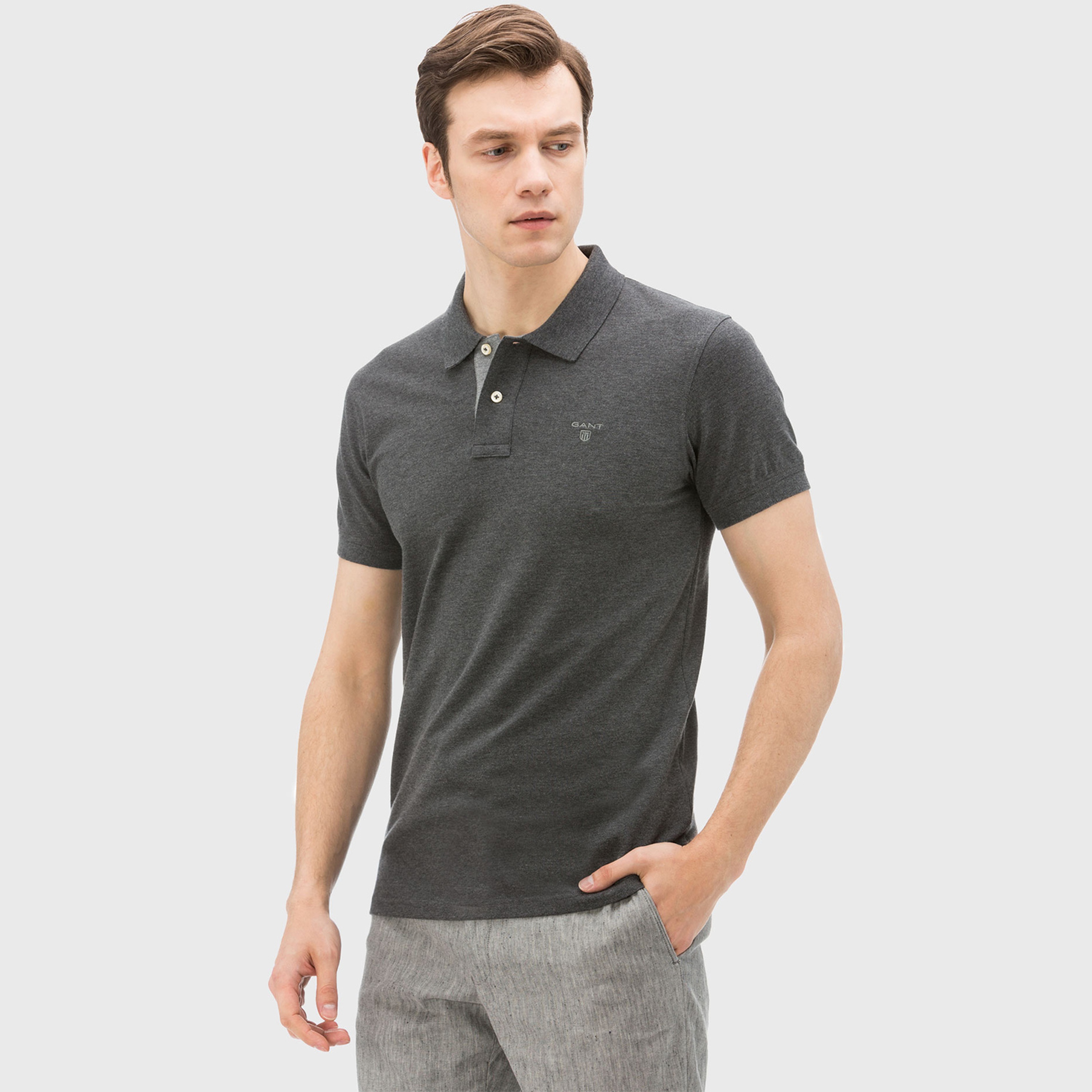 Gant Erkek Gri Kısa Kollu Polo
