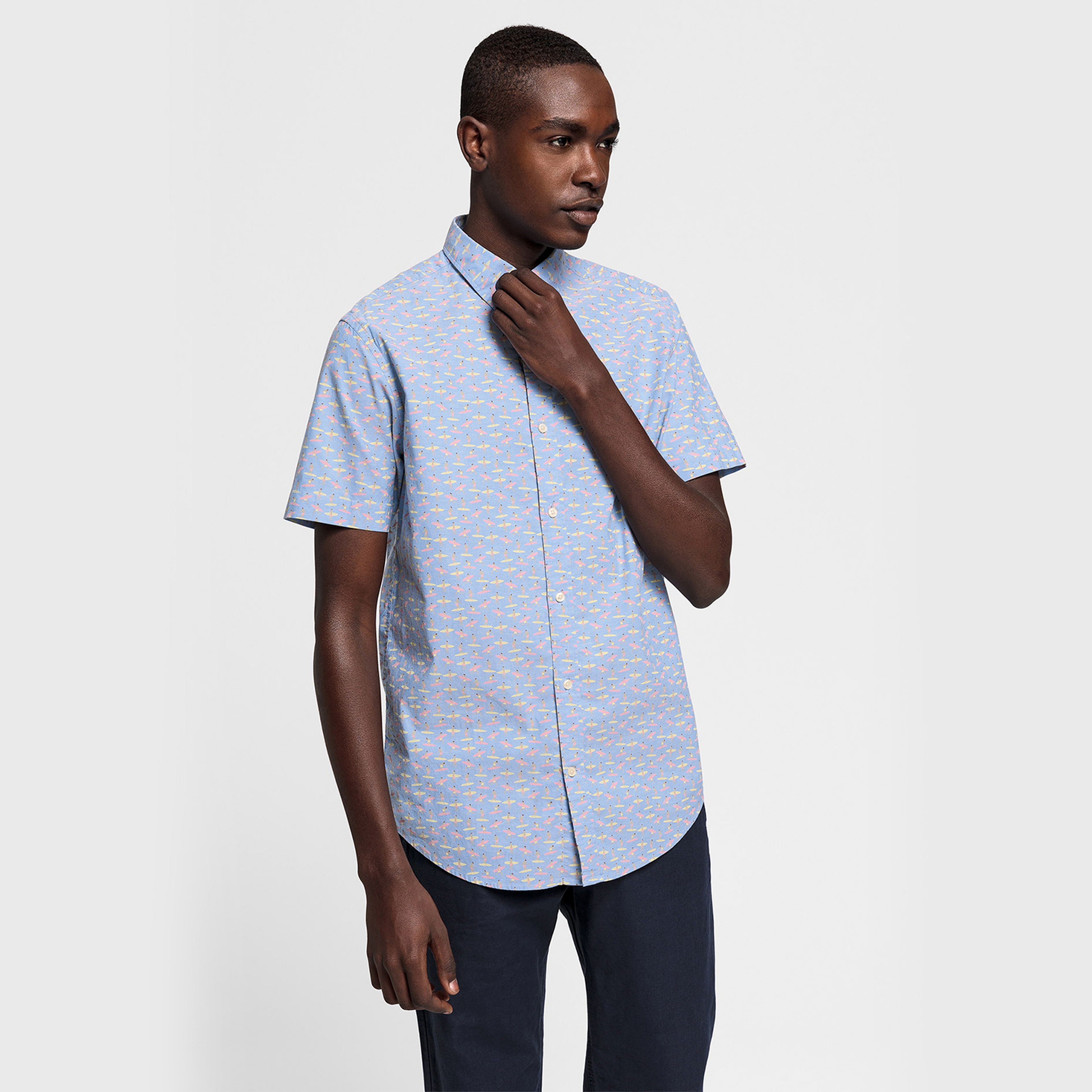 GANT Erkek Açık Mavi Regular Fit Micro Gömlek