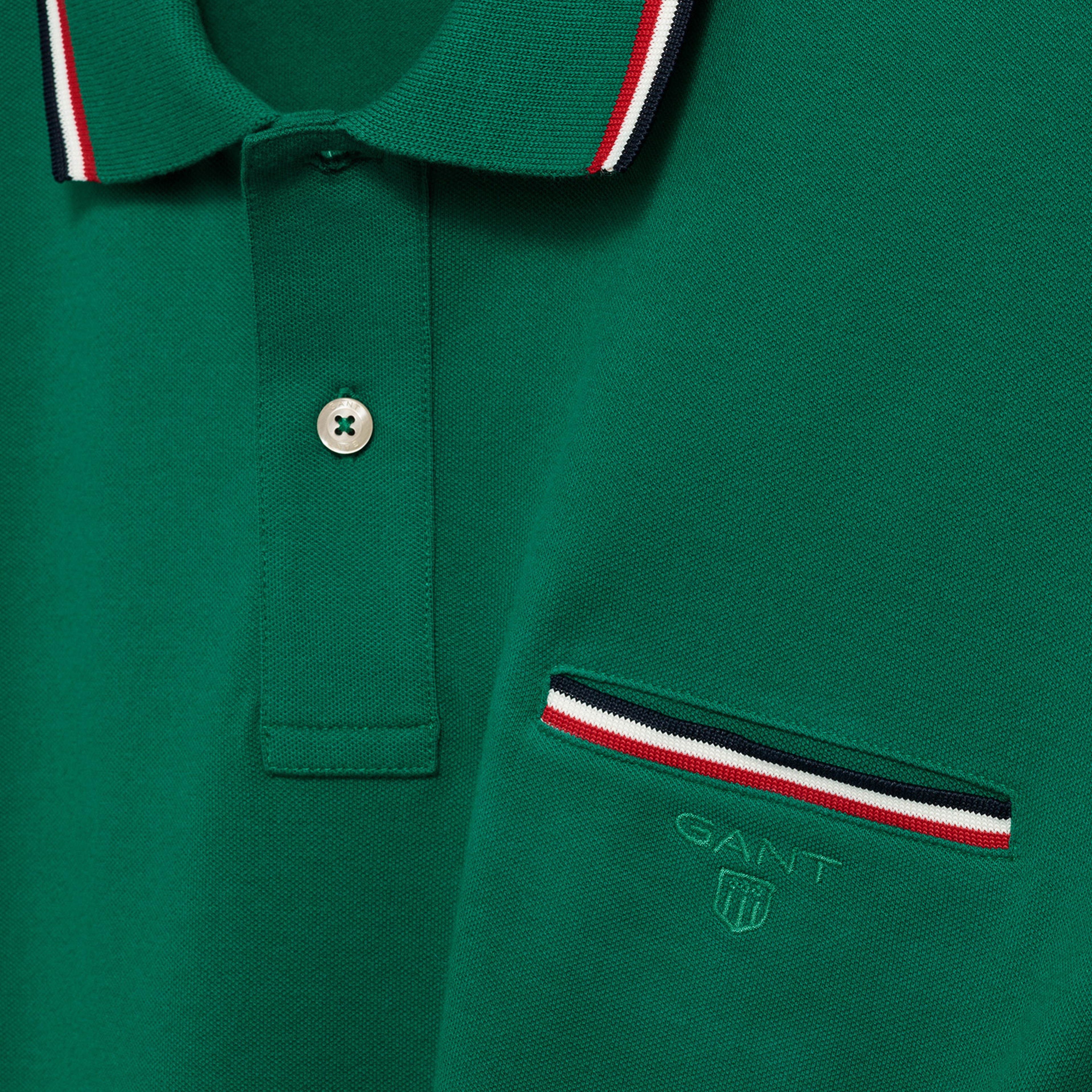 Gant Erkek Yeşil Regular Fit Piqué Rugger Polo