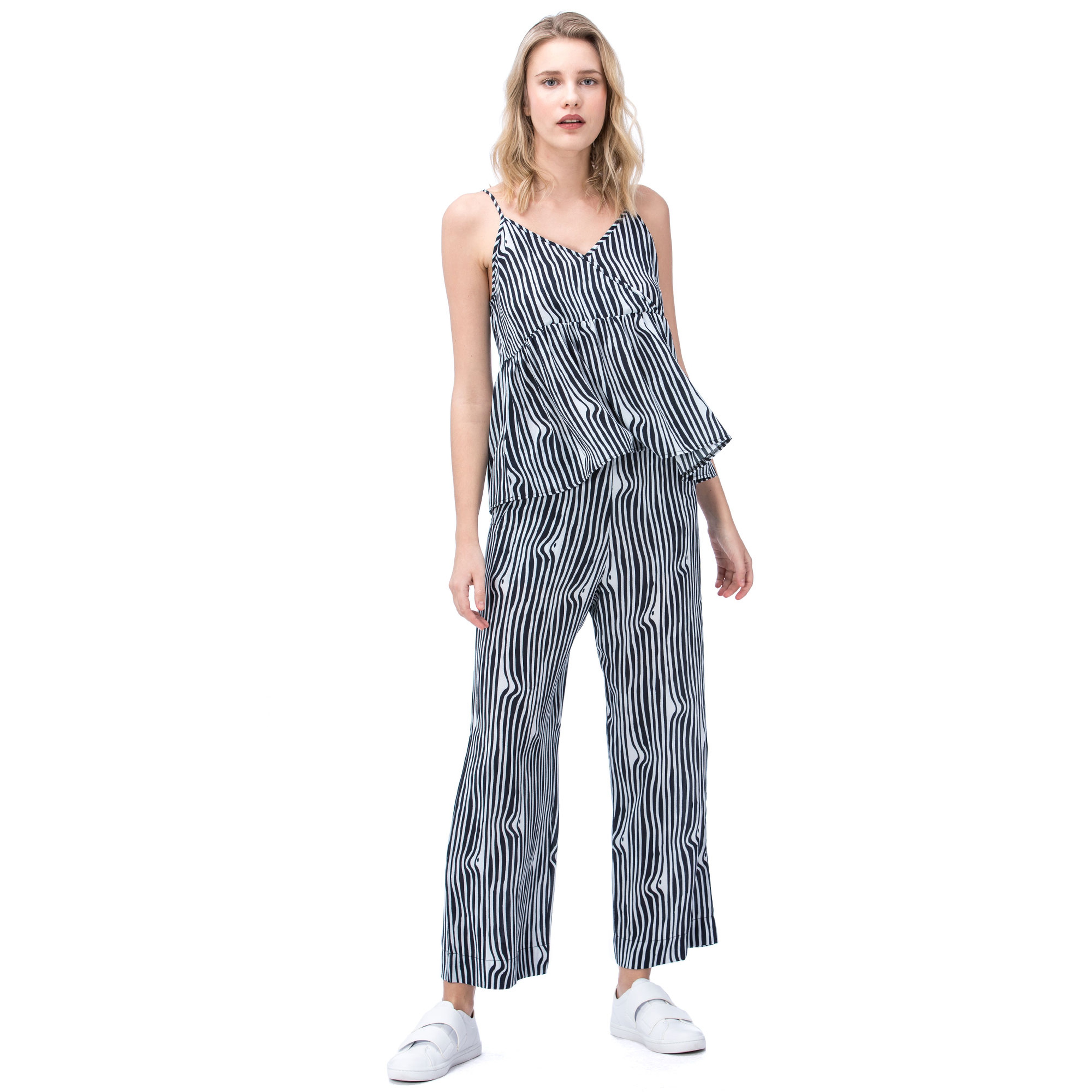 NAUTICA KADIN LACİVERT DESENLİ PANTOLON