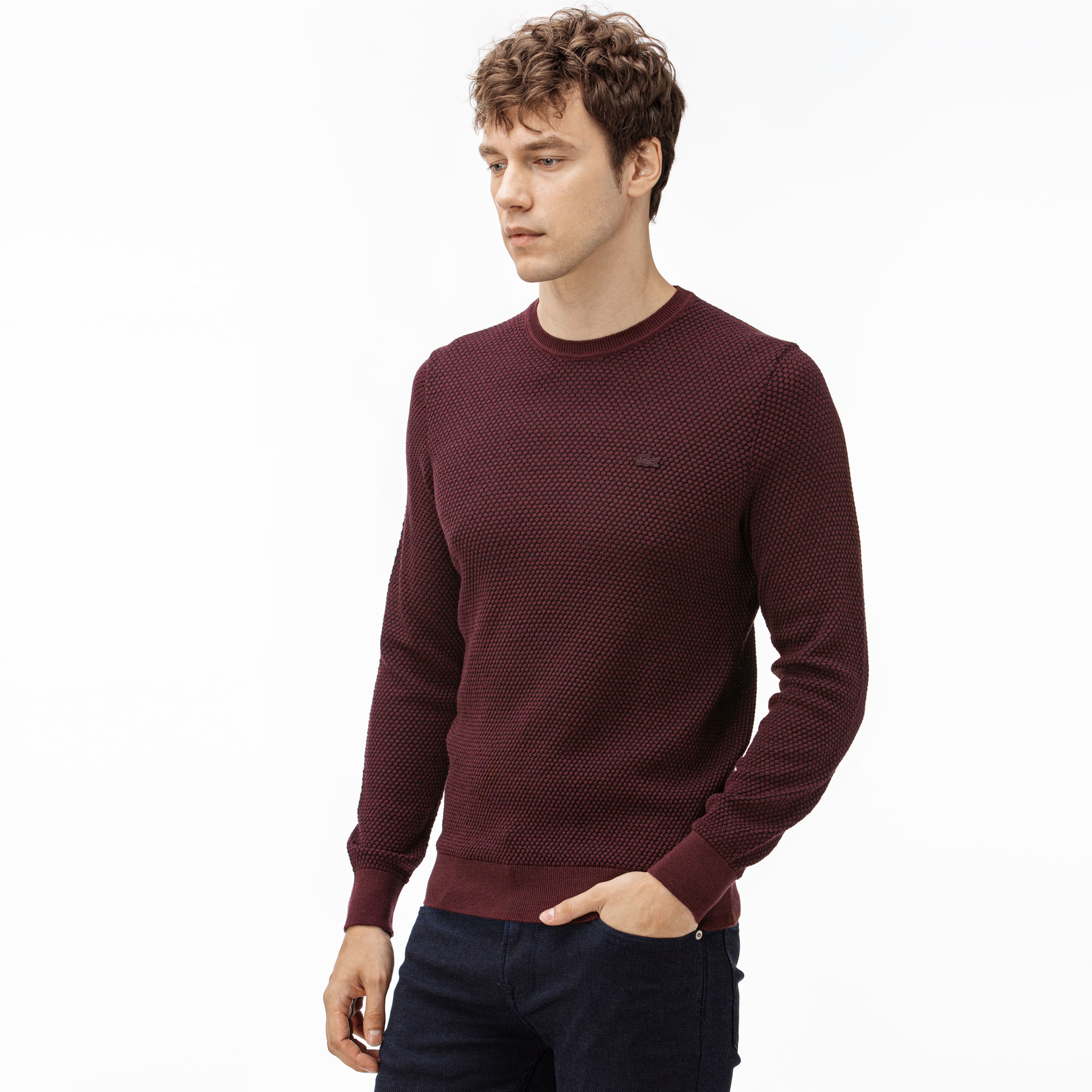 Lacoste Erkek Bordo Yün Triko Kazak