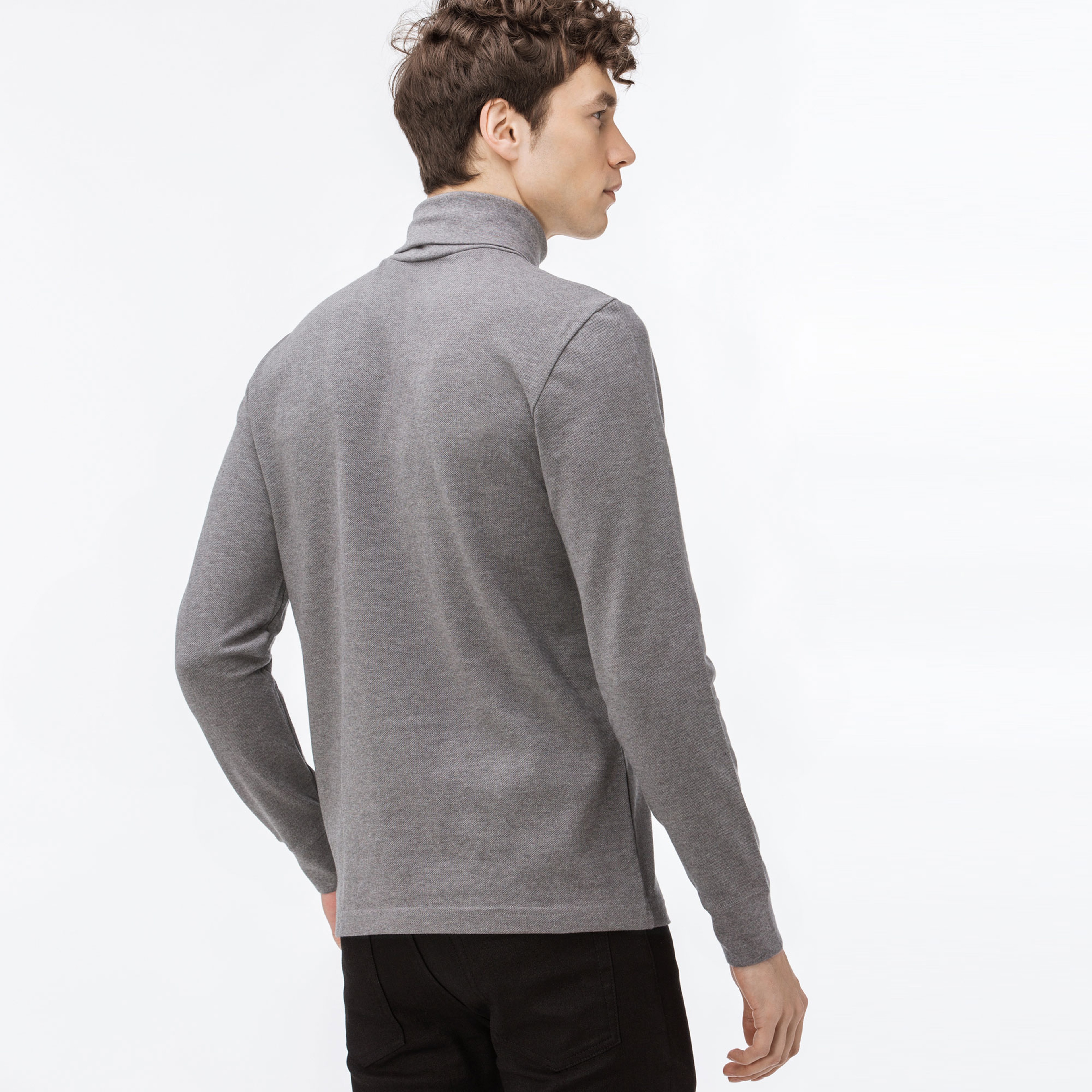 Lacoste Erkek Gri Uzun Kollu Boğazlı T-Shirt