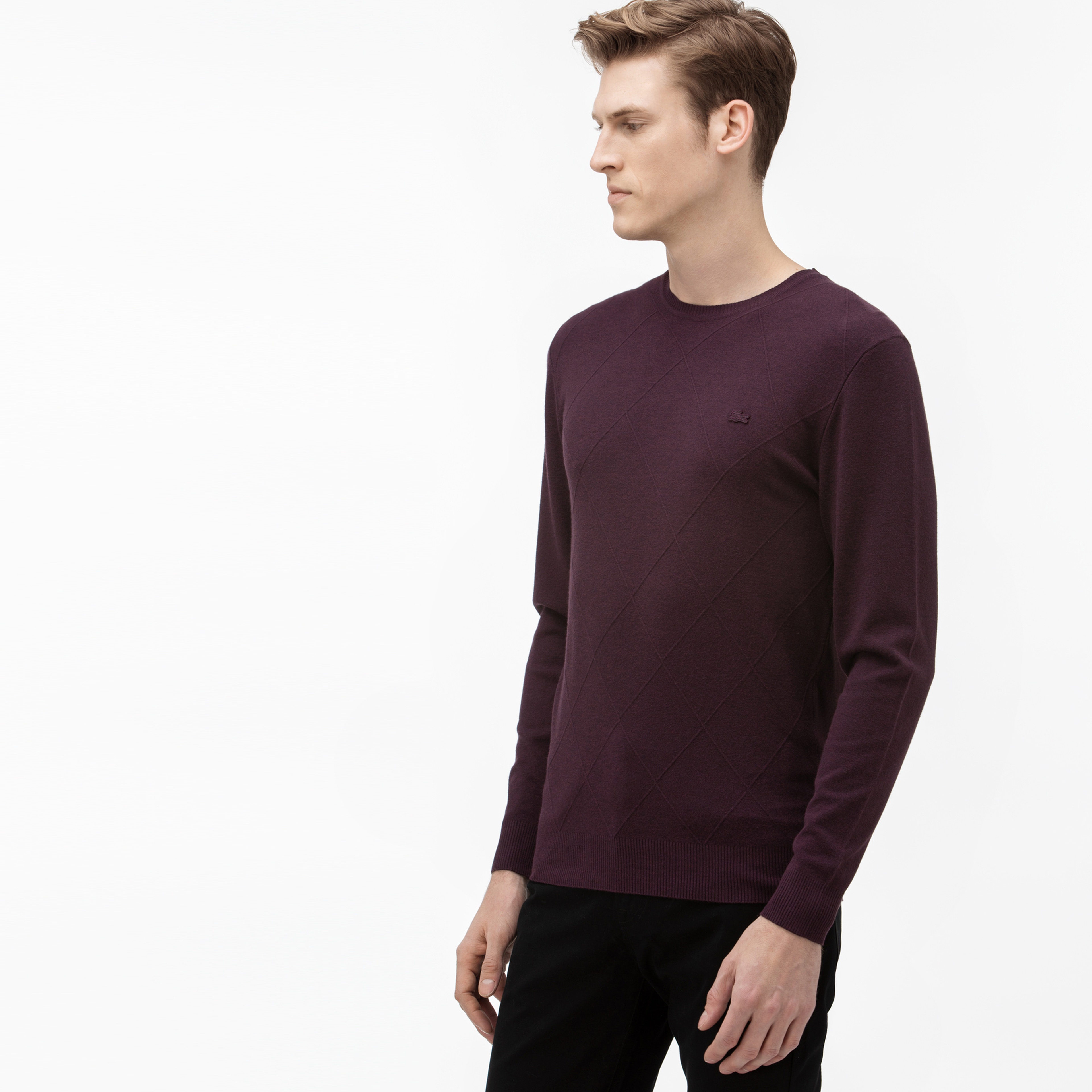 Lacoste Erkek Mor Triko Kazak