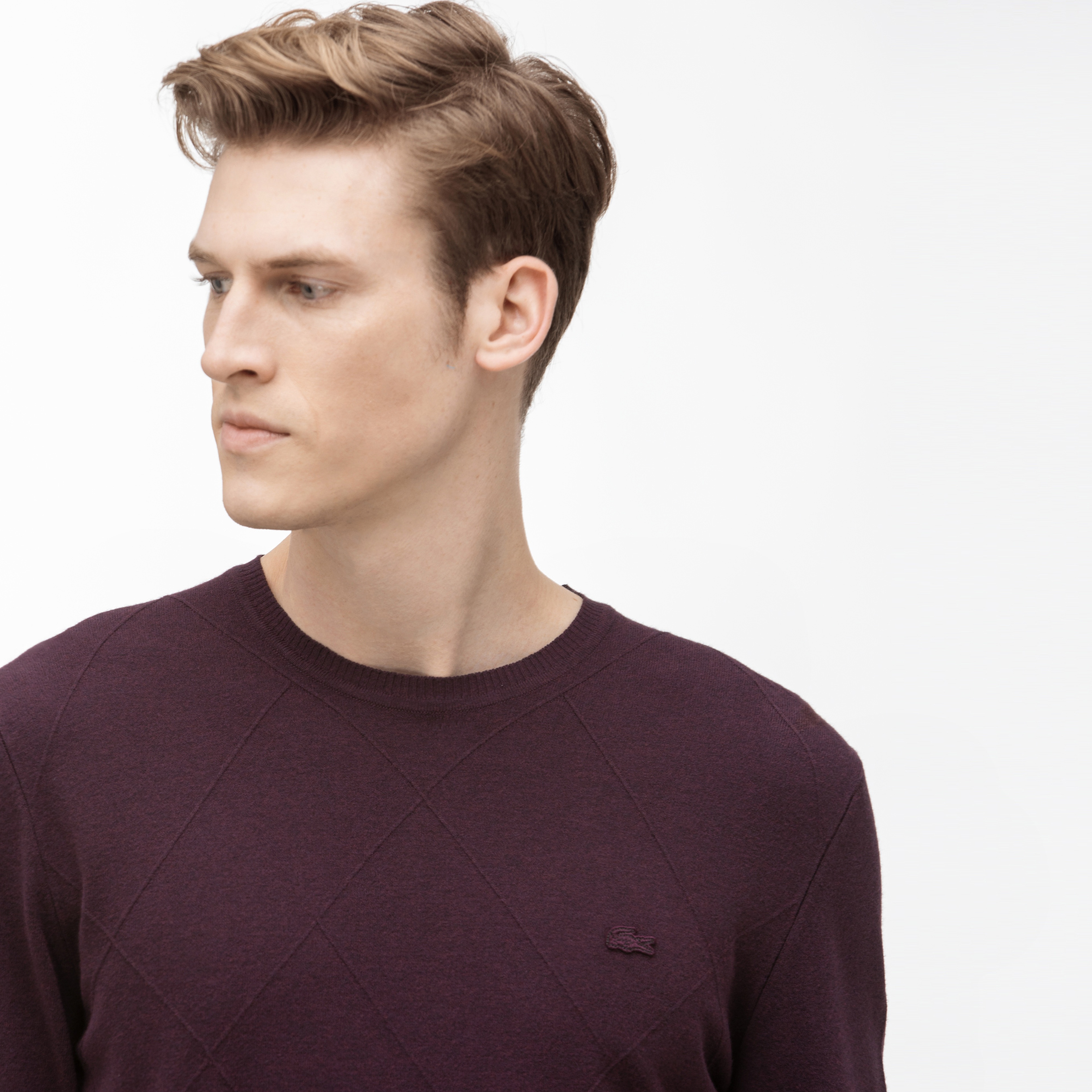 Lacoste Erkek Mor Triko Kazak