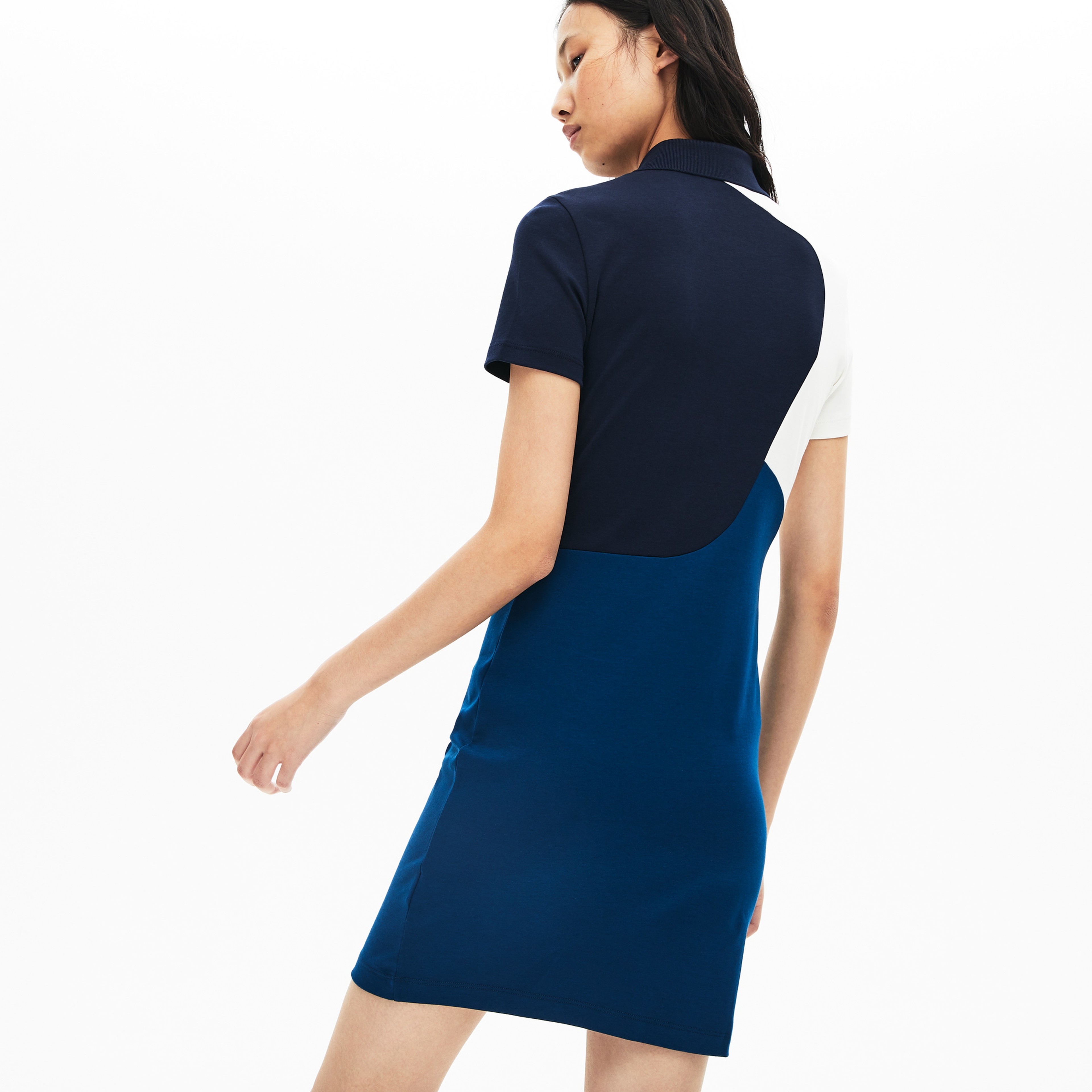 Lacoste Kadın Blok Desenli Mavi Elbise