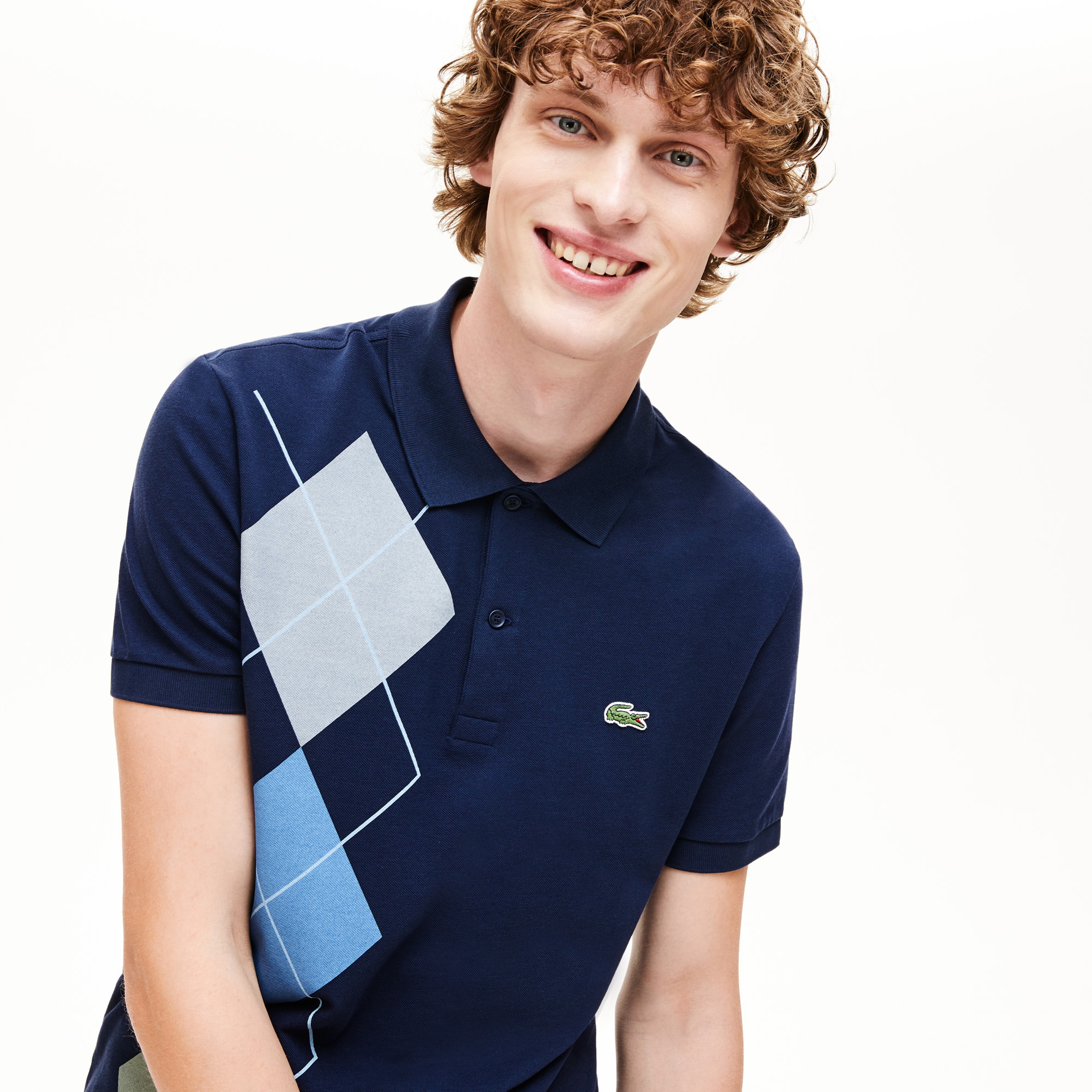 Lacoste Erkek Regular Fit Ekose Desenli Lacivert Polo