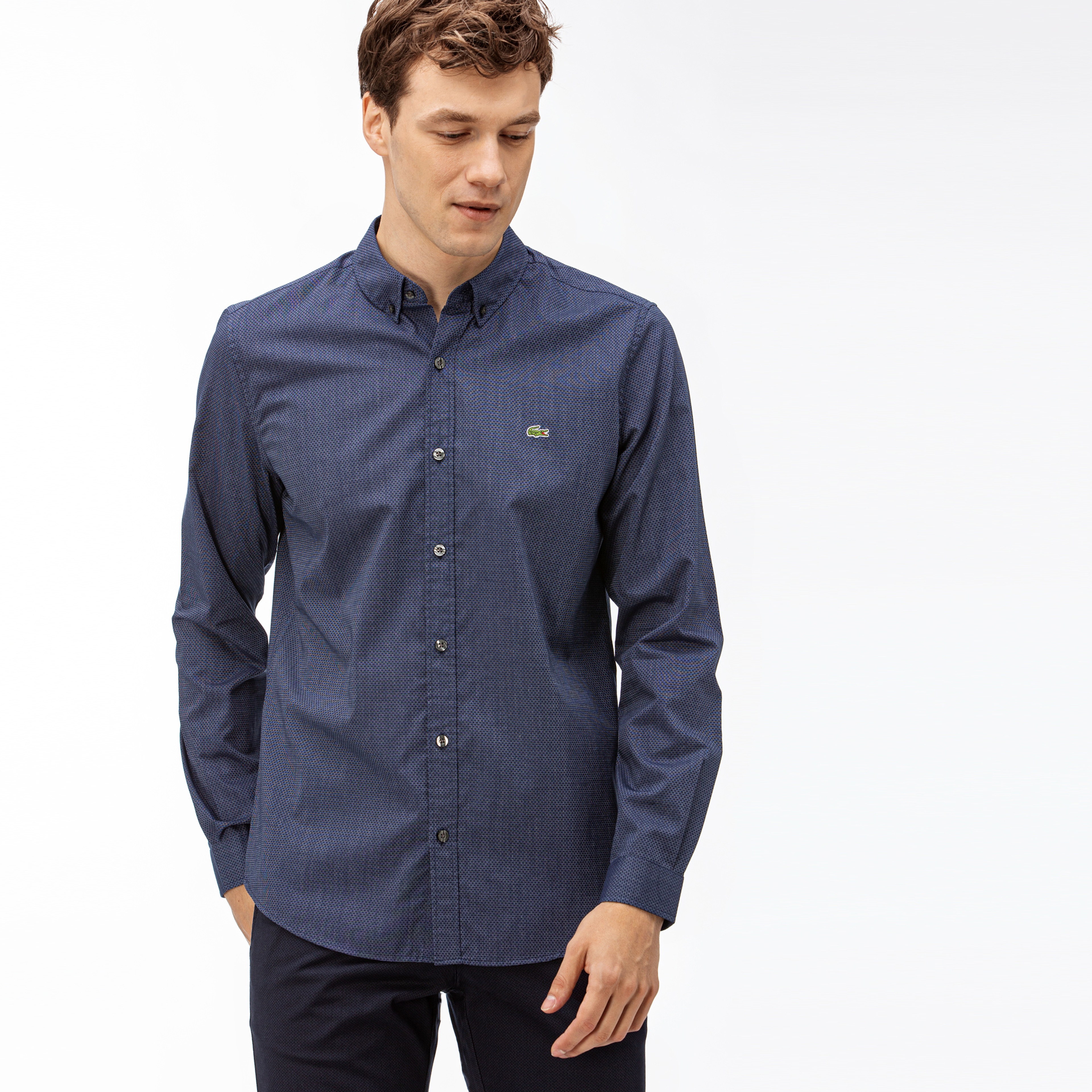Lacoste Erkek Slim Fit Lacivert Gömlek