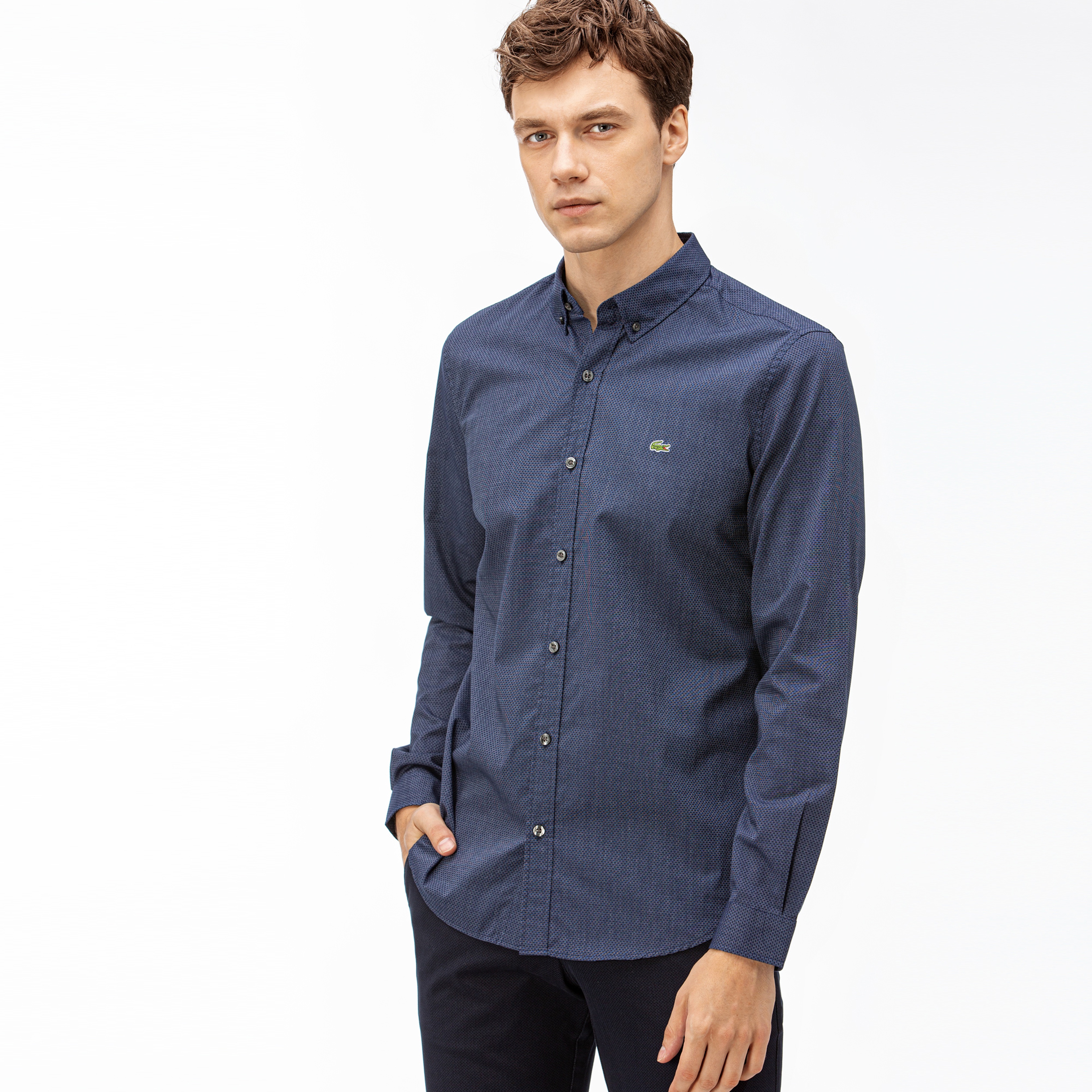 Lacoste Erkek Slim Fit Lacivert Gömlek