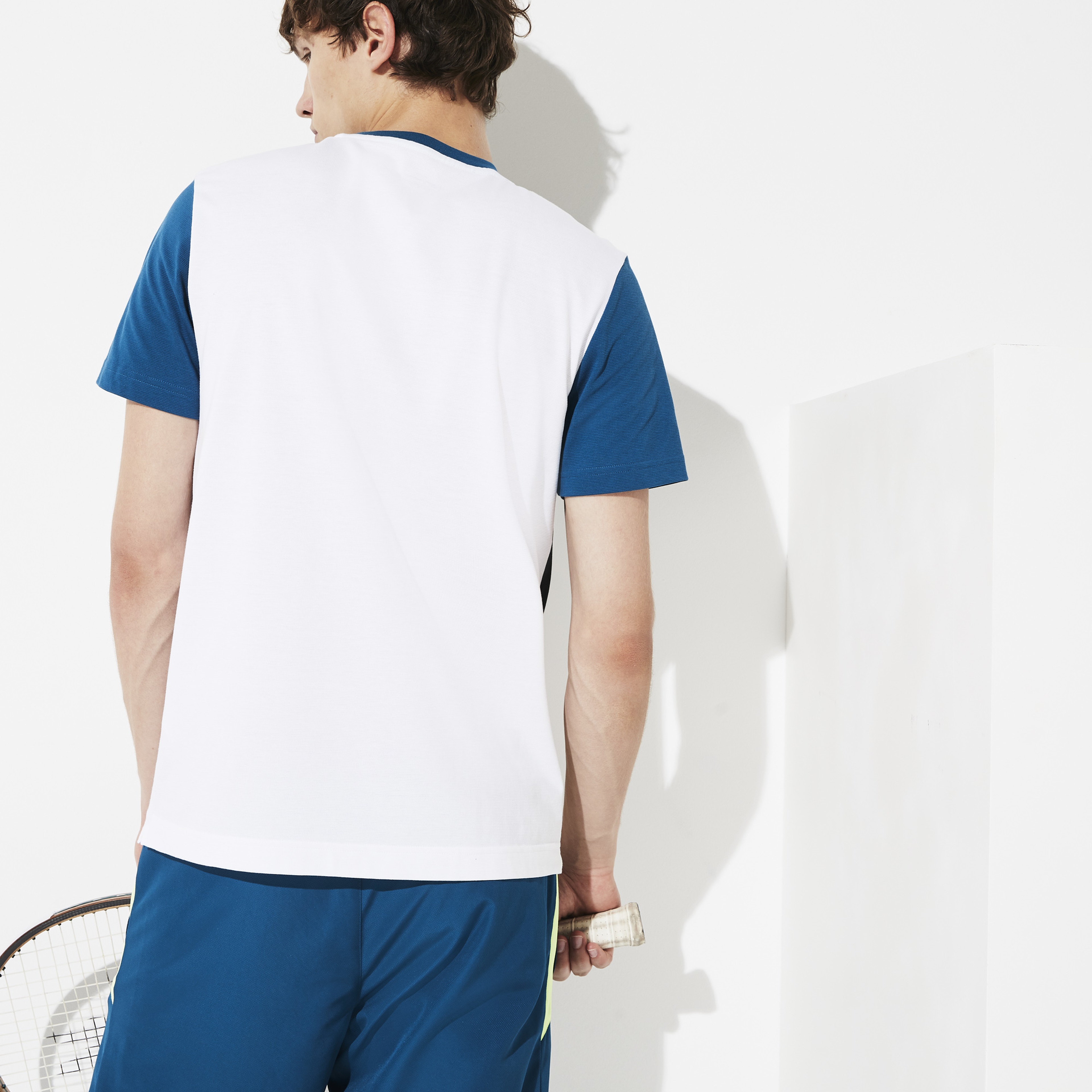 Lacoste Erkek Renk Bloklu Beyaz - Lacivert T-Shirt
