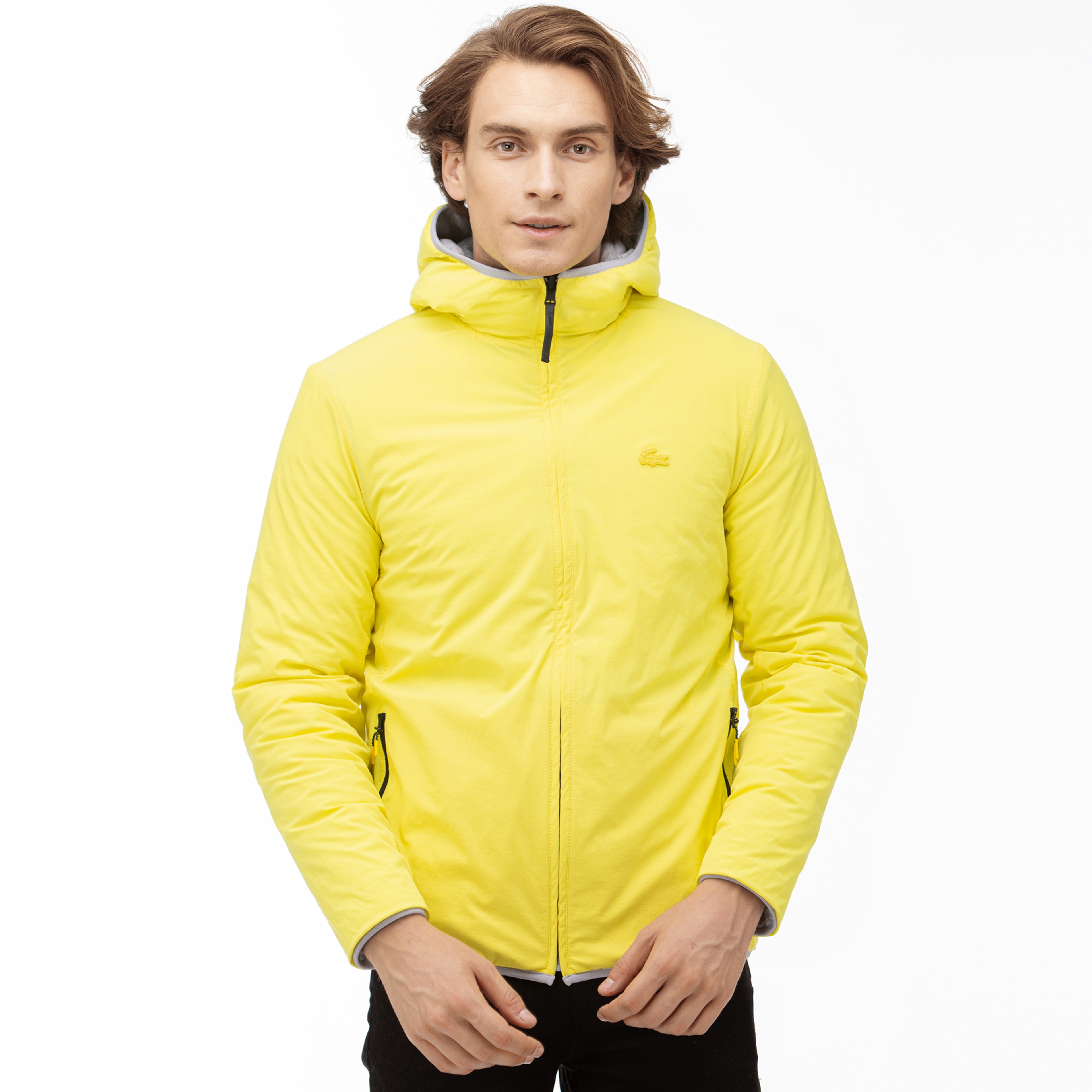 Lacoste Motion Erkek Kapüşonlu Gri Çift Taraflı Mont / Sweatshirt