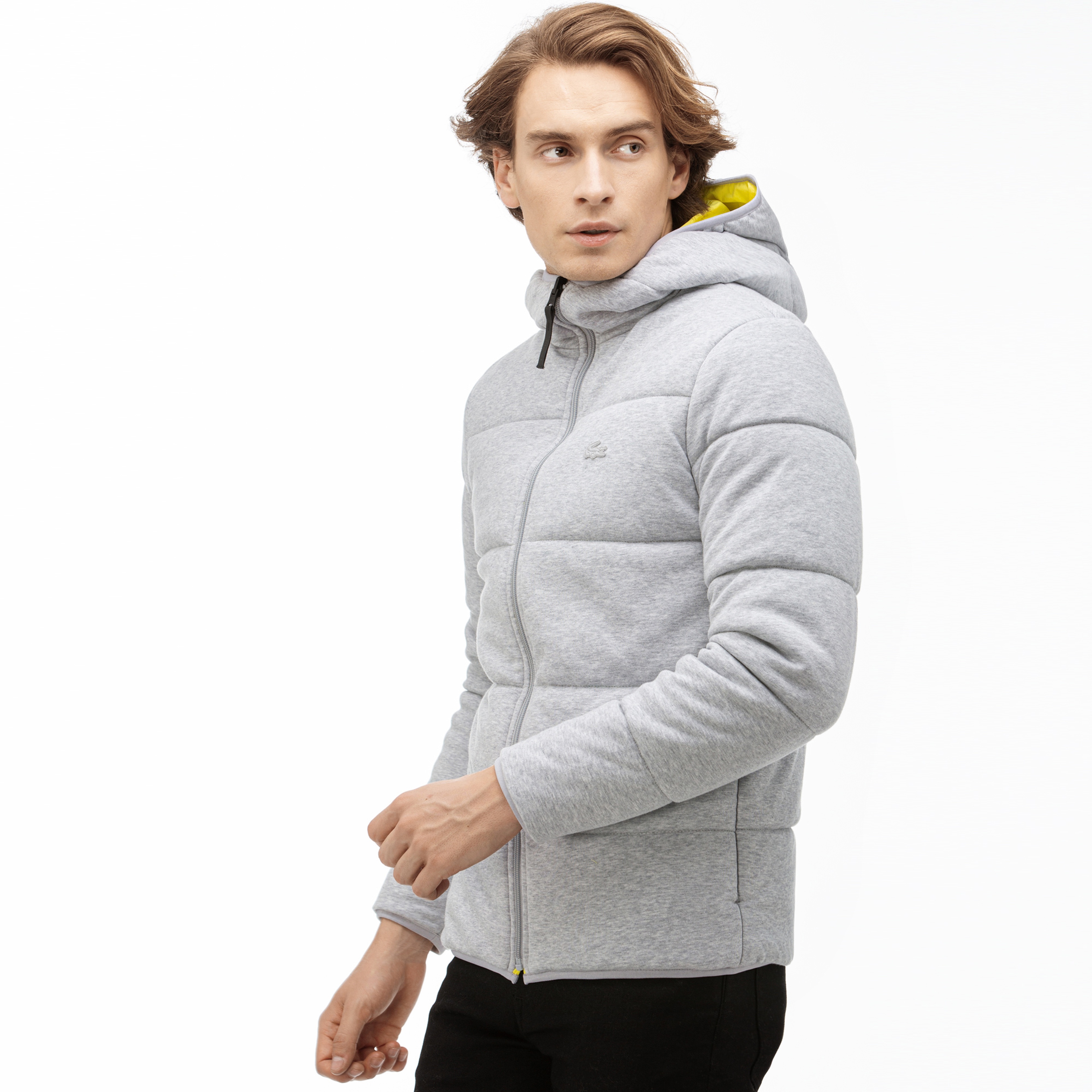 Lacoste Motion Erkek Kapüşonlu Gri Çift Taraflı Mont / Sweatshirt