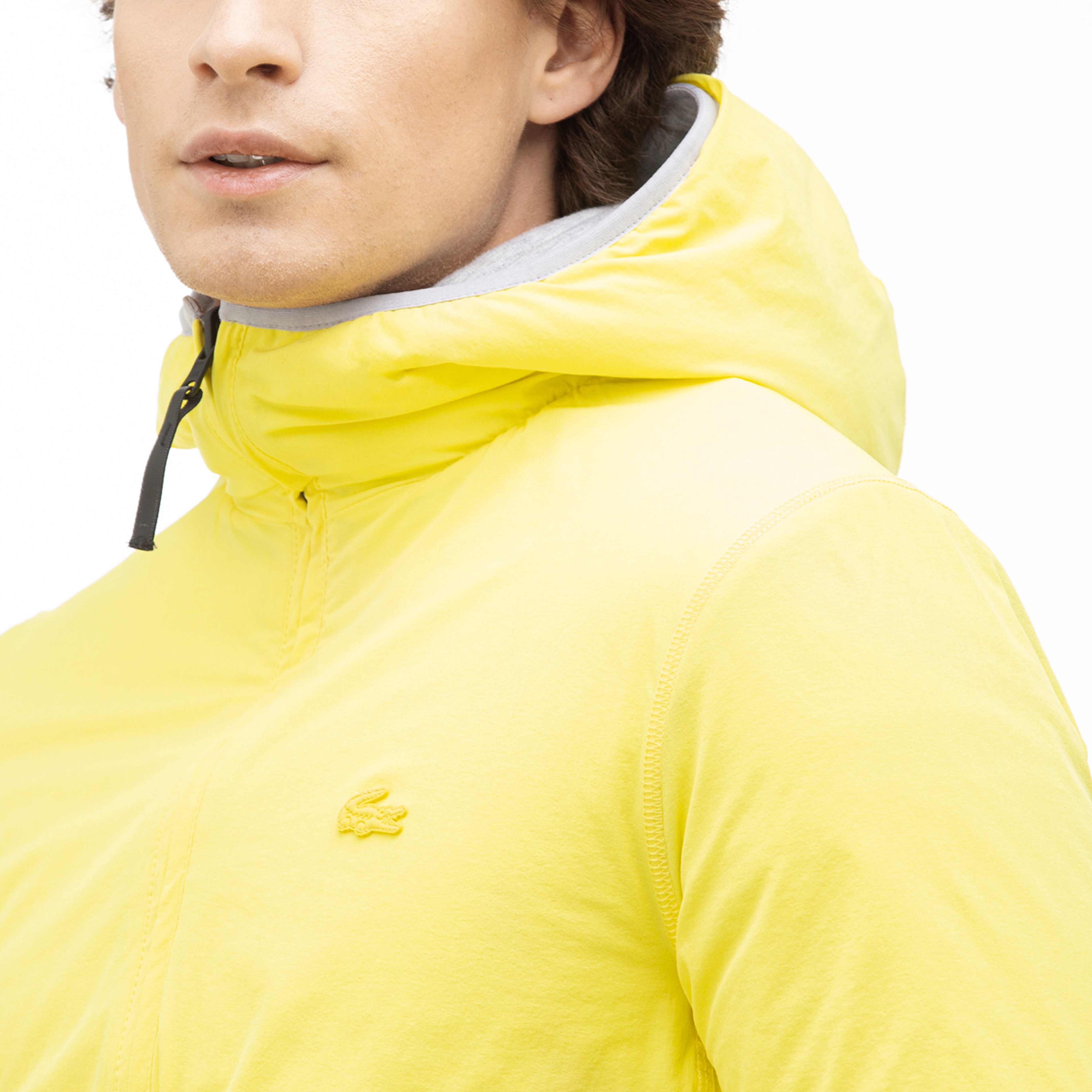 Lacoste Motion Erkek Kapüşonlu Gri Çift Taraflı Mont / Sweatshirt