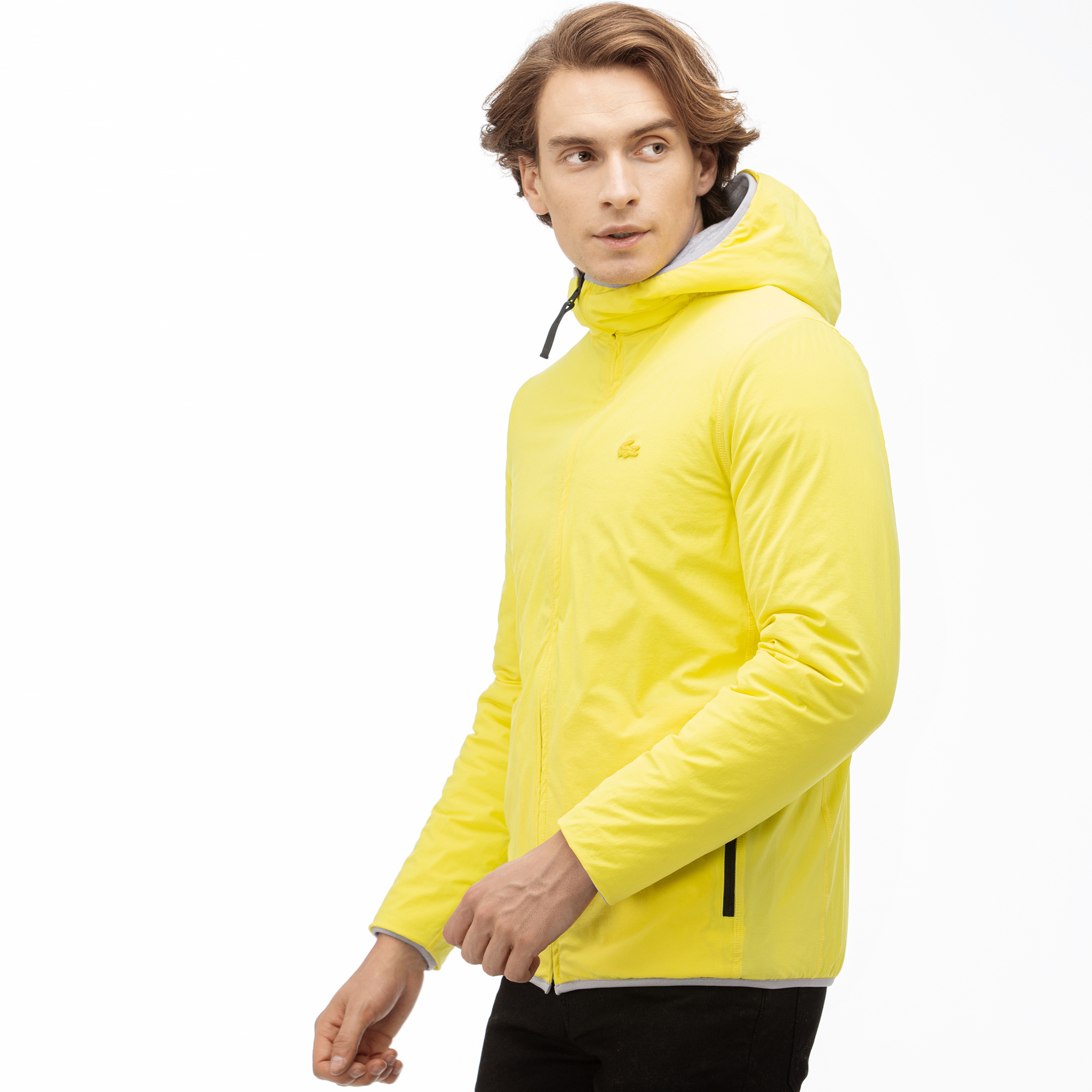 Lacoste Motion Erkek Kapüşonlu Gri Çift Taraflı Mont / Sweatshirt