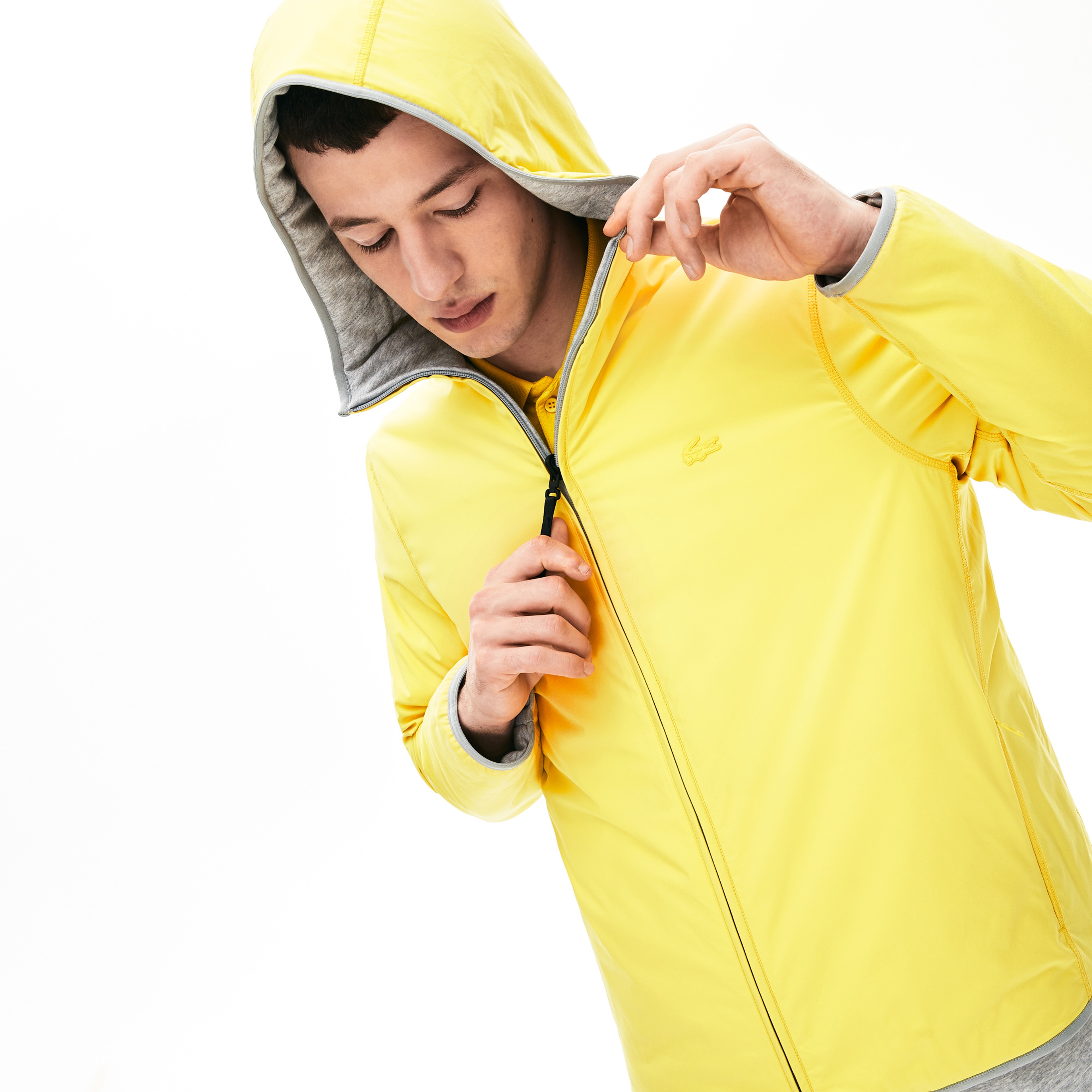 Lacoste Motion Erkek Kapüşonlu Gri Çift Taraflı Mont / Sweatshirt