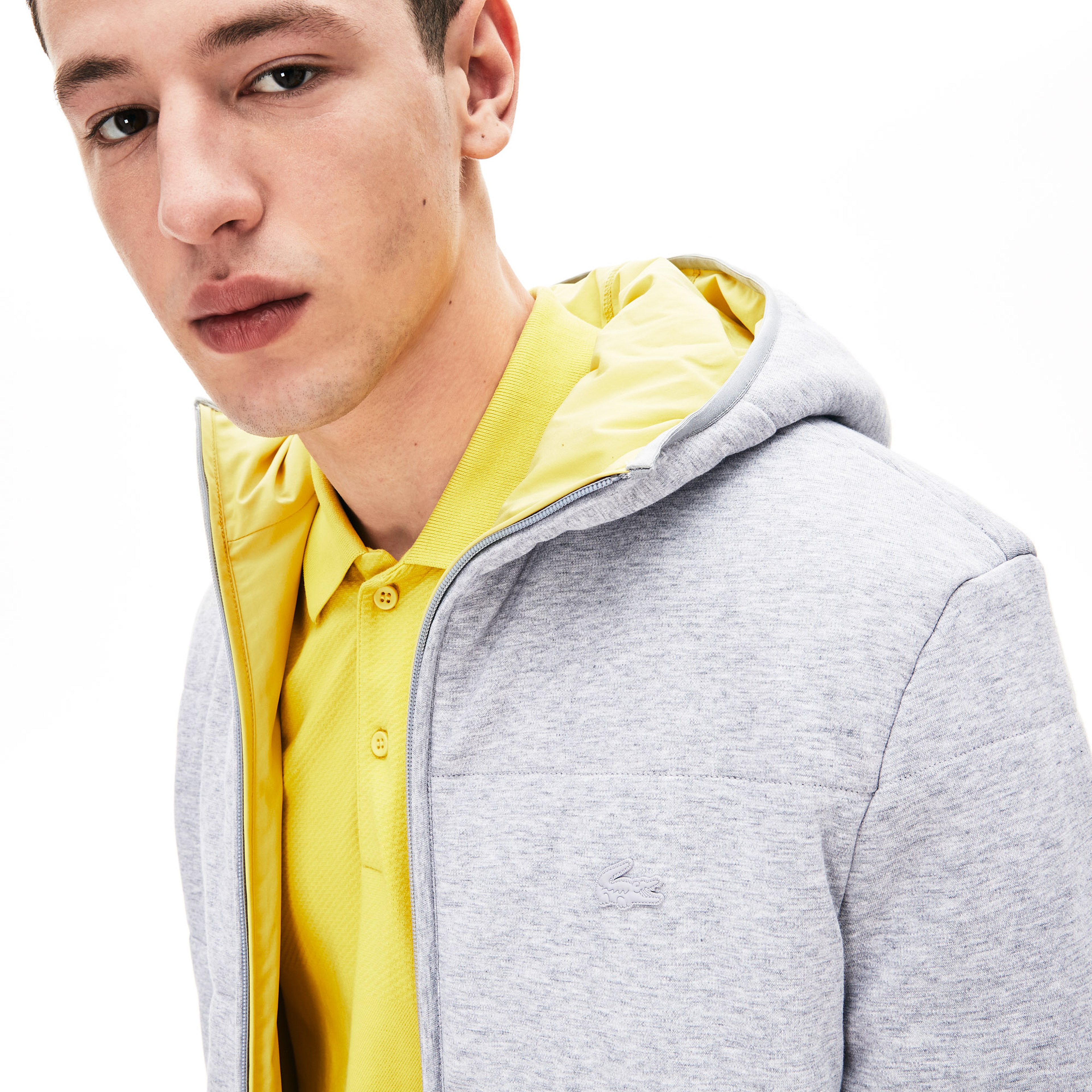 Lacoste Motion Erkek Kapüşonlu Gri Çift Taraflı Mont / Sweatshirt