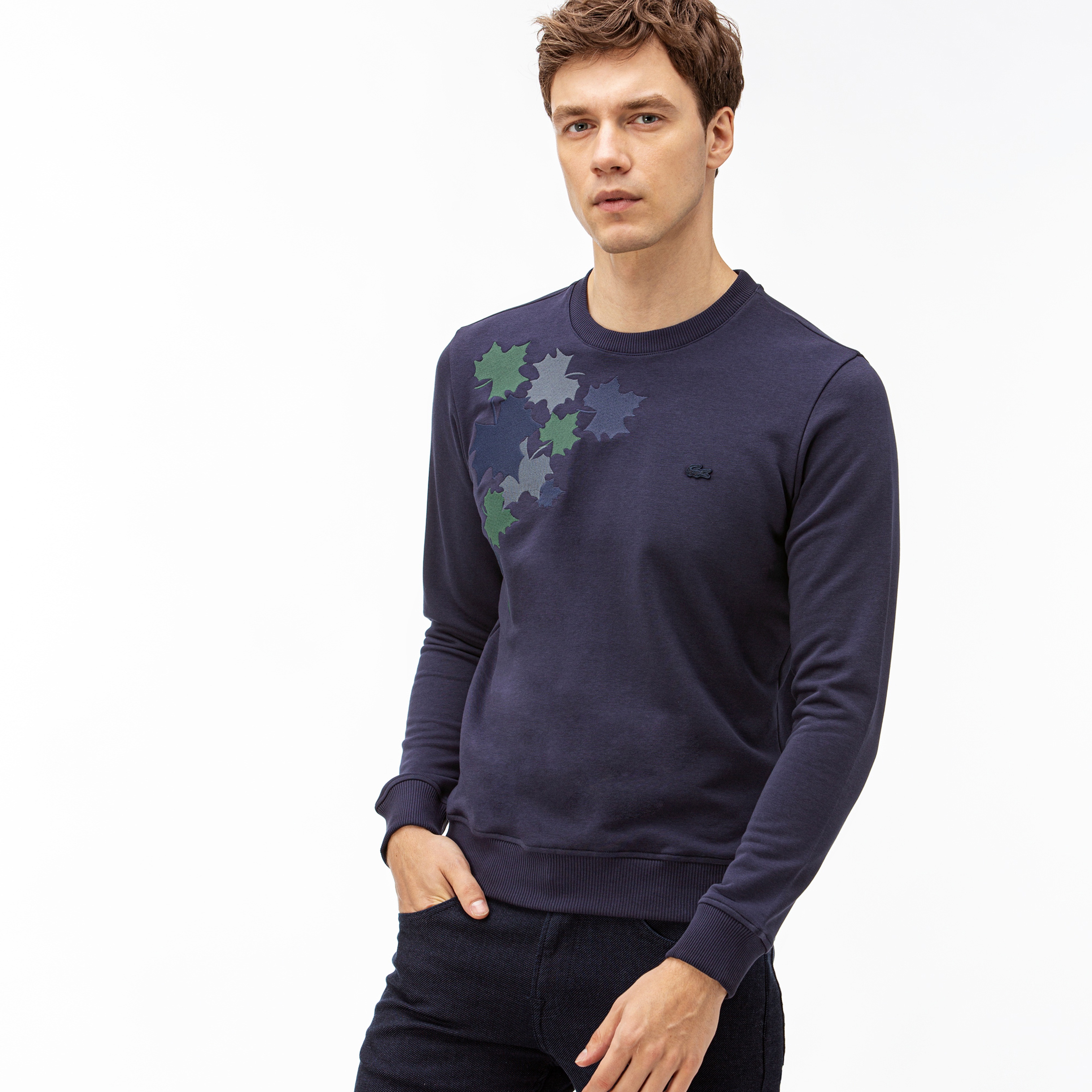 Lacoste Erkek Desenli Lacivert Sweatshirt