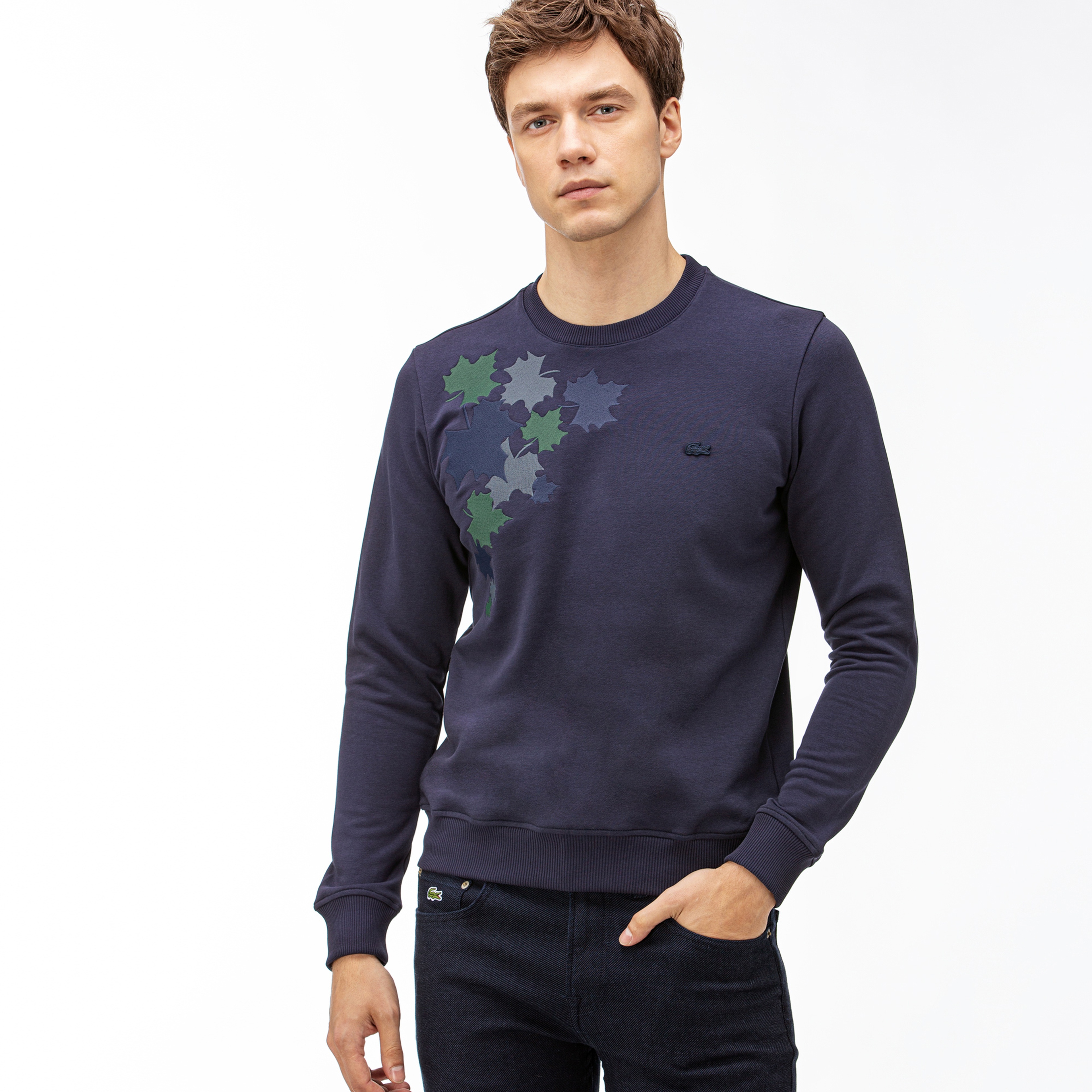 Lacoste Erkek Desenli Lacivert Sweatshirt