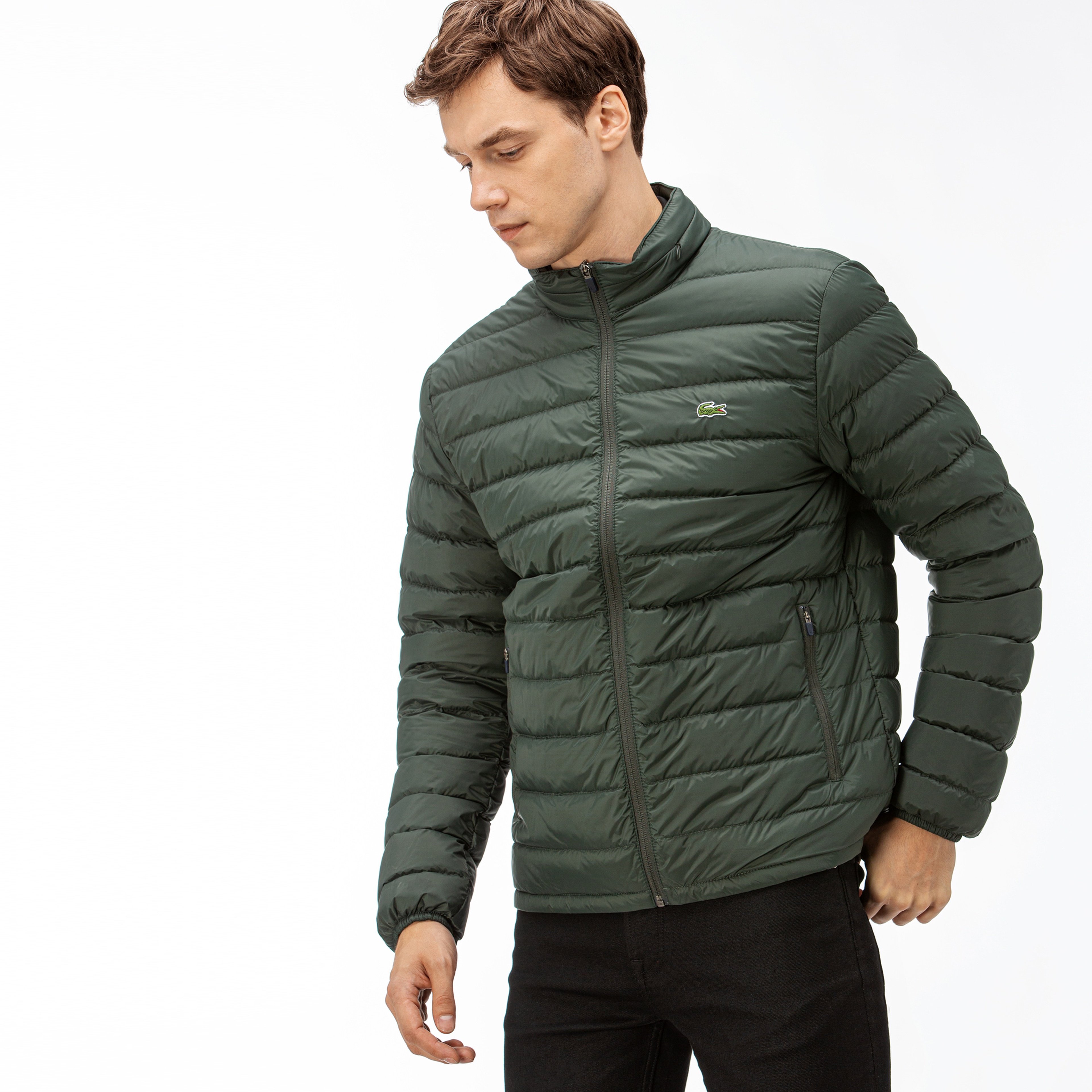 Lacoste Erkek Yeşil Kapitone Kaz Tüyü Mont