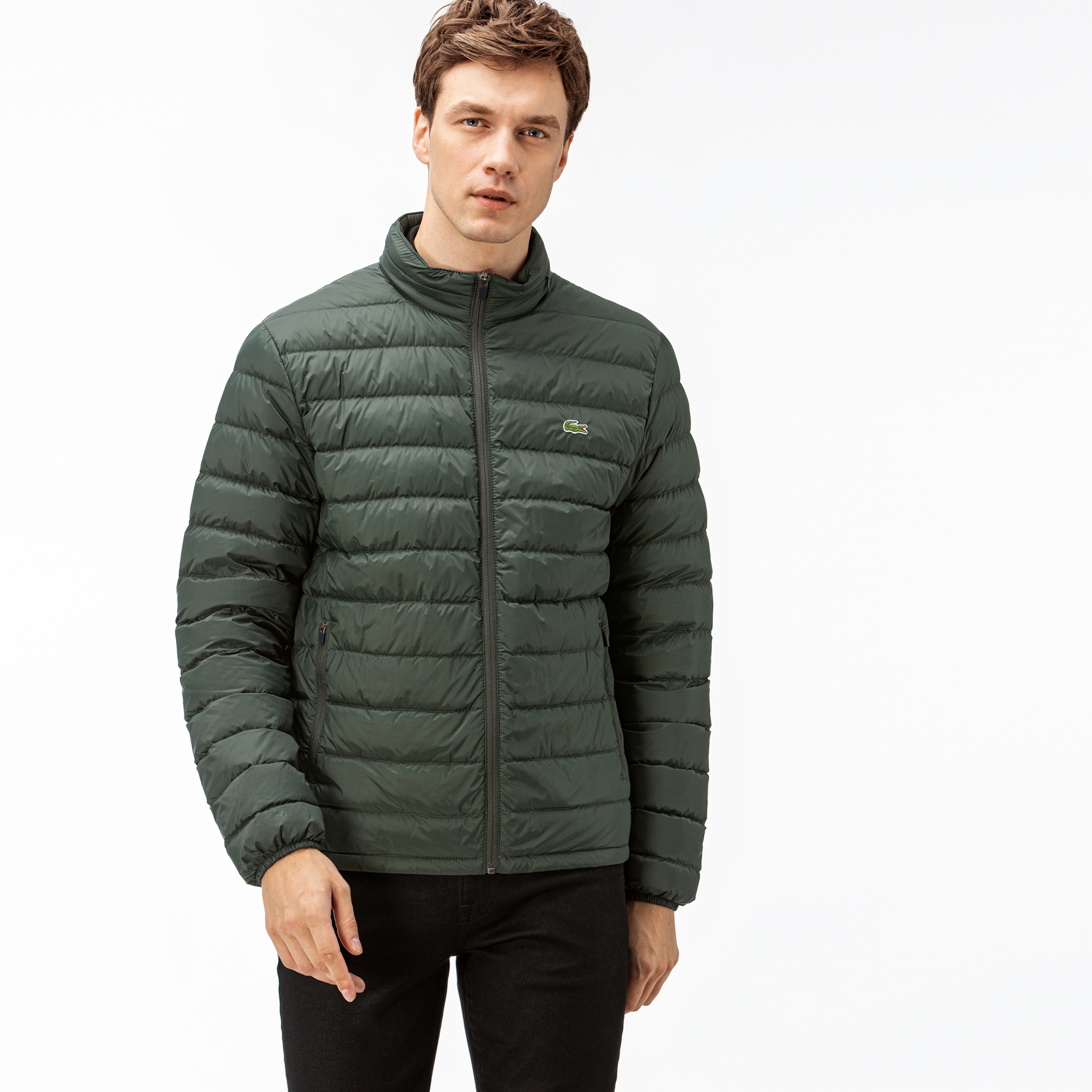 Lacoste Erkek Yeşil Kapitone Kaz Tüyü Mont