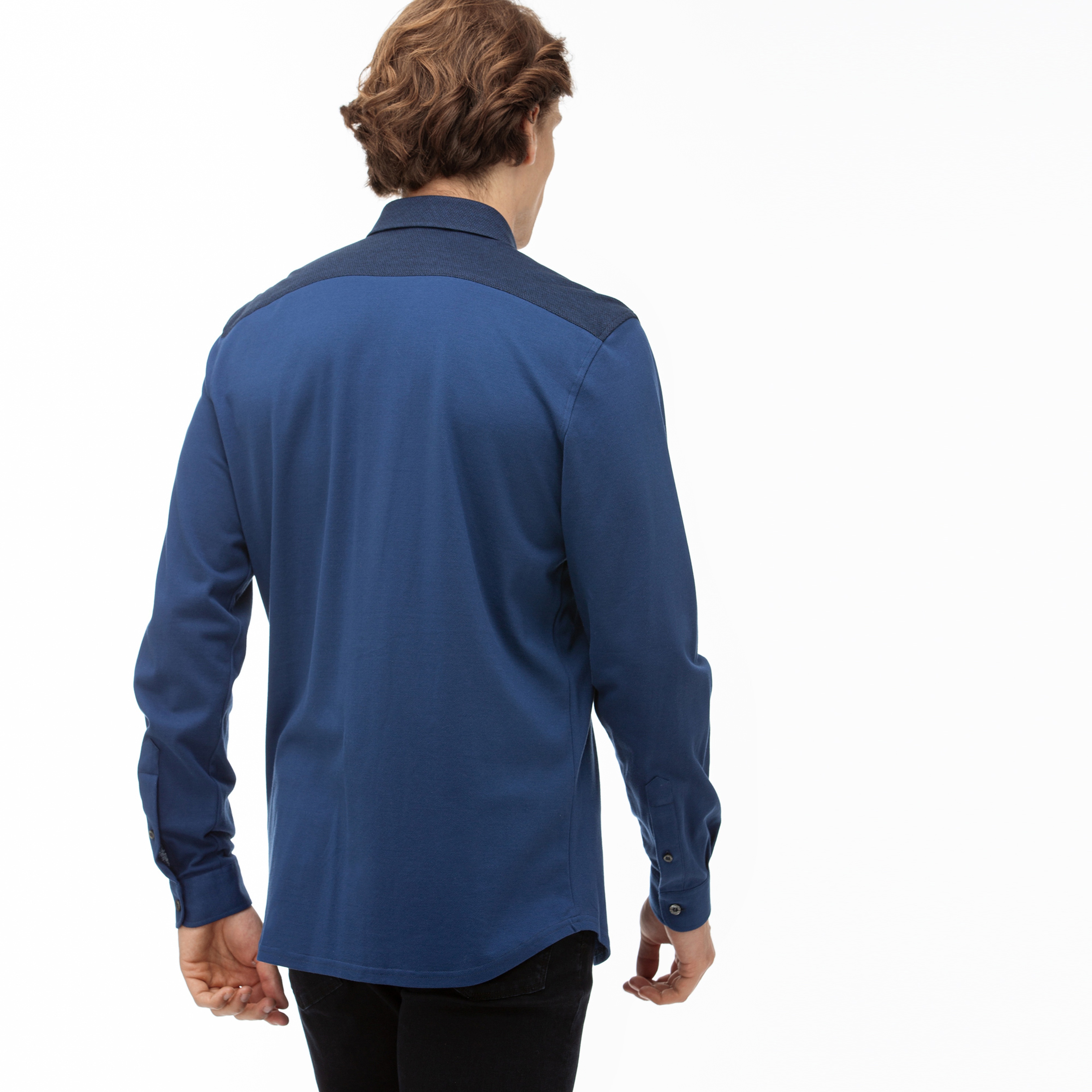 Lacoste Erkek Slim Fit Blok Desenli Lacivert Gömlek