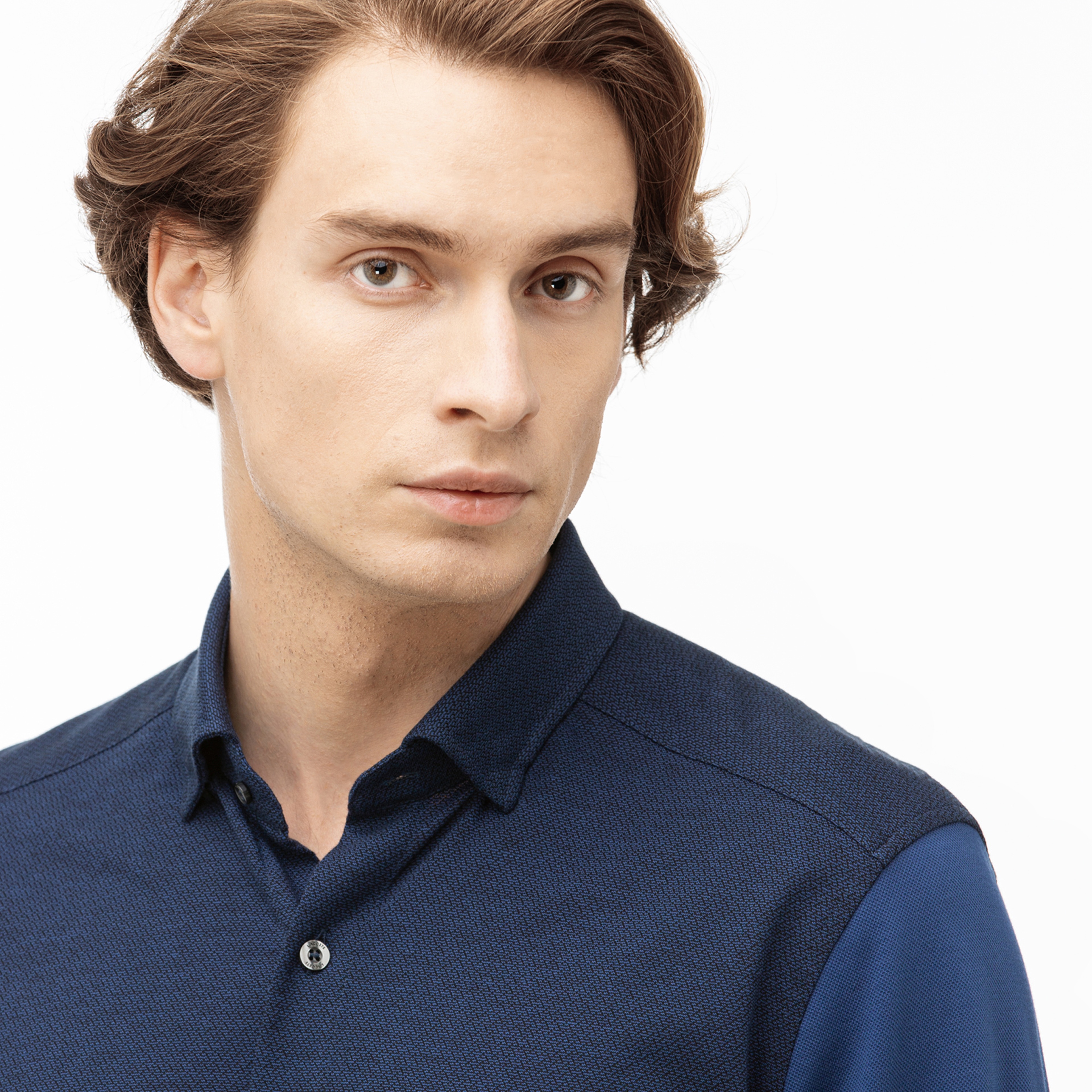 Lacoste Erkek Slim Fit Blok Desenli Lacivert Gömlek