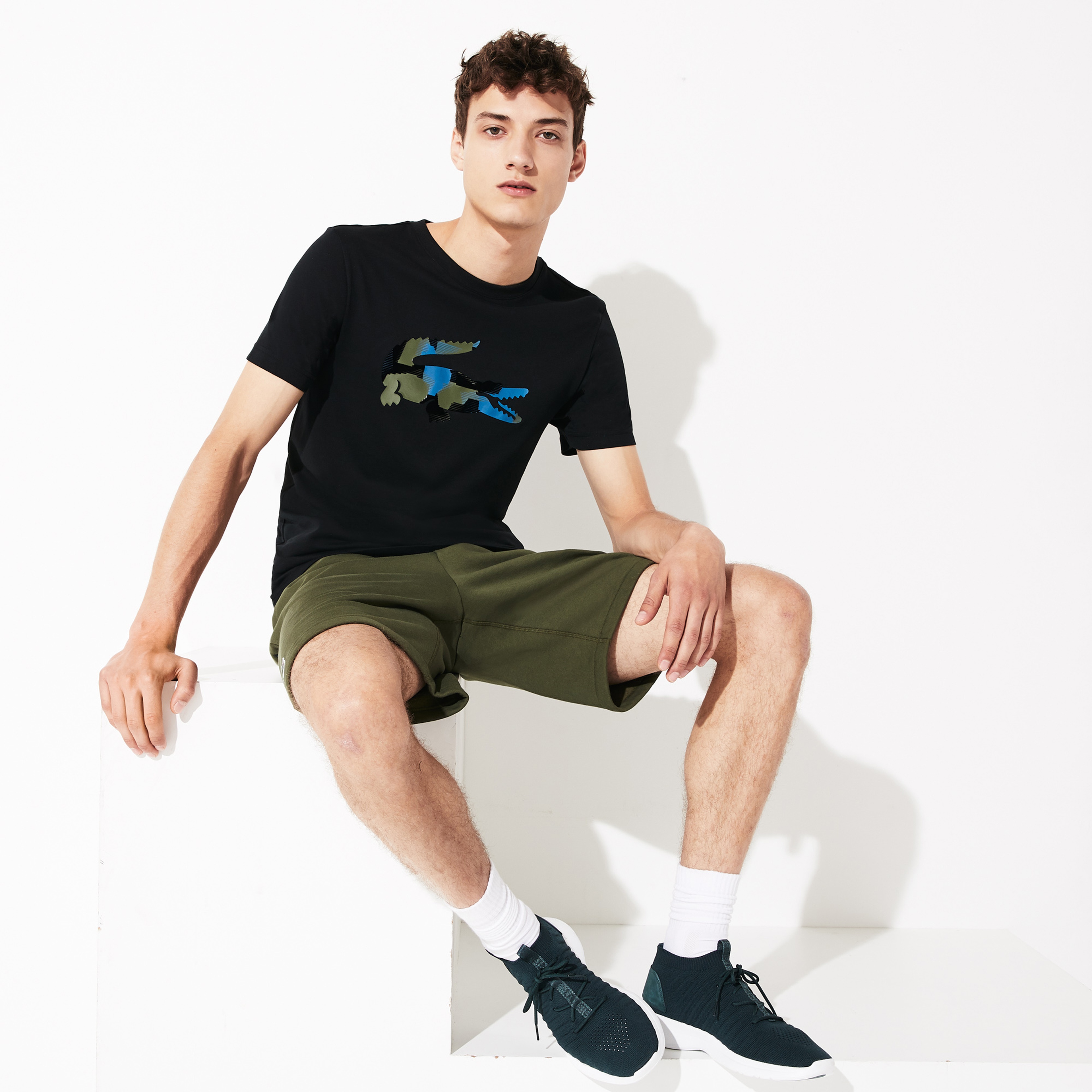Lacoste Sport Erkek Timsah Baskılı Siyah T-Shirt
