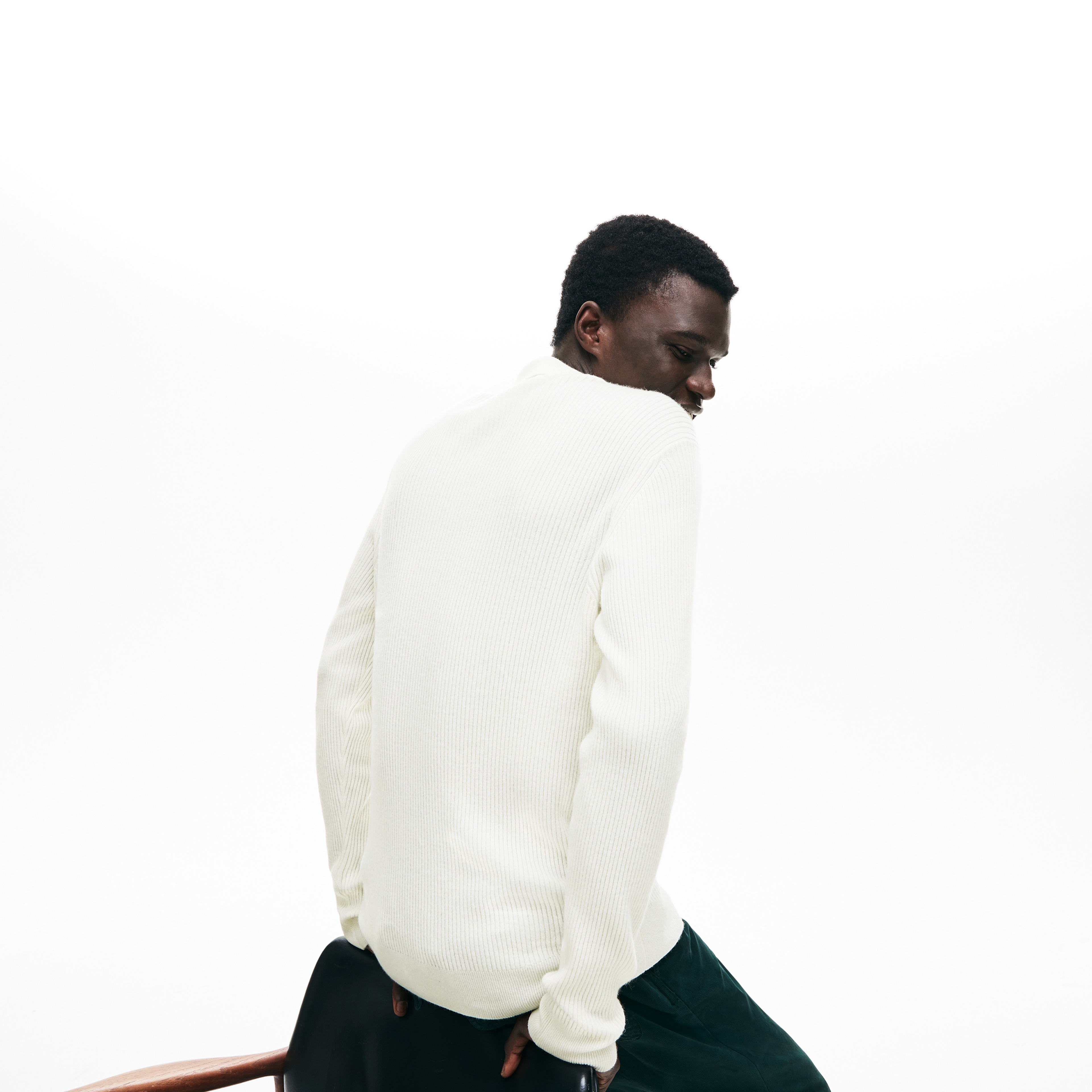 Lacoste Erkek Klasik Fit Kaşmir Karışımlı Bej Triko Kazak