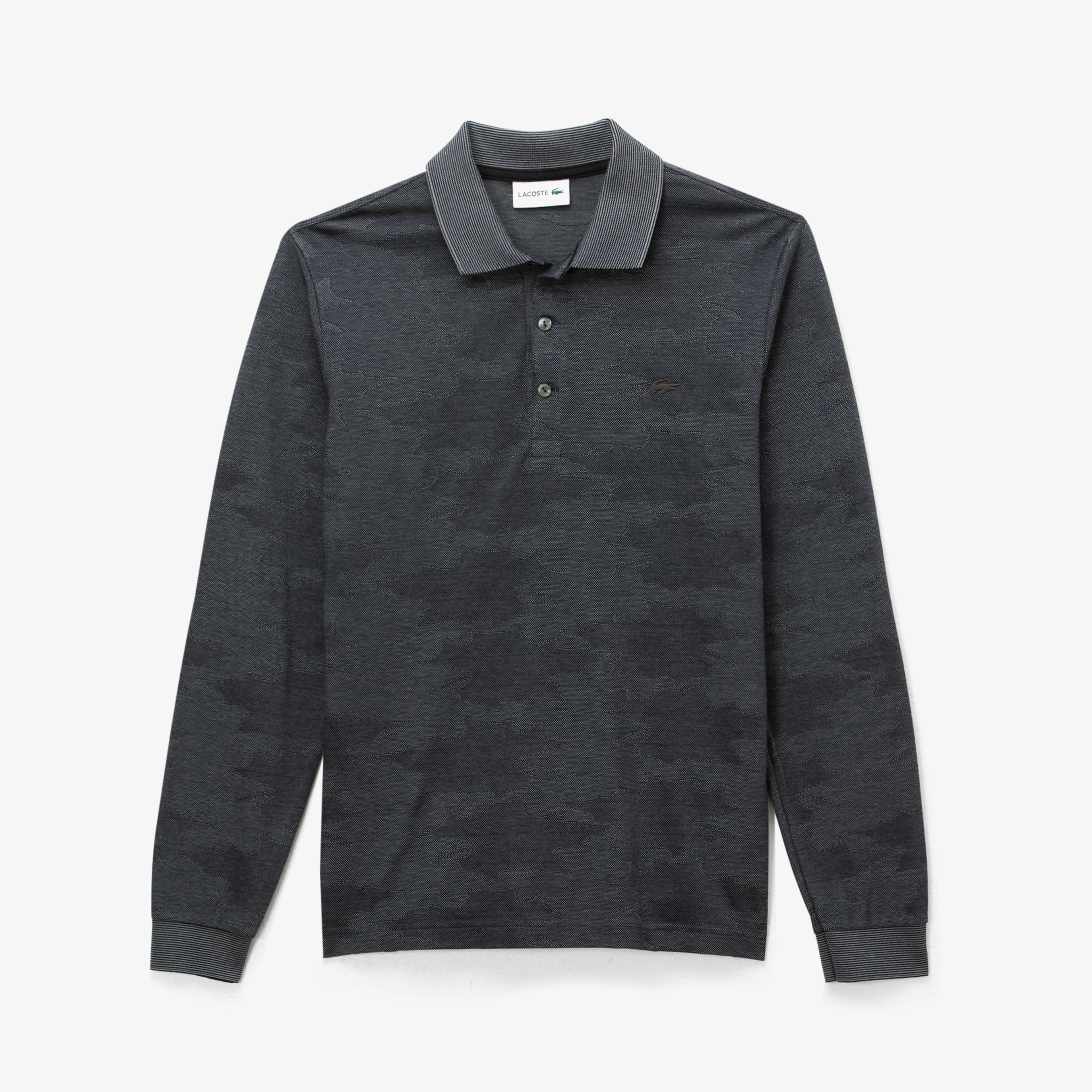 Lacoste Erkek Desenli Uzun Kollu Koyu Gri Polo