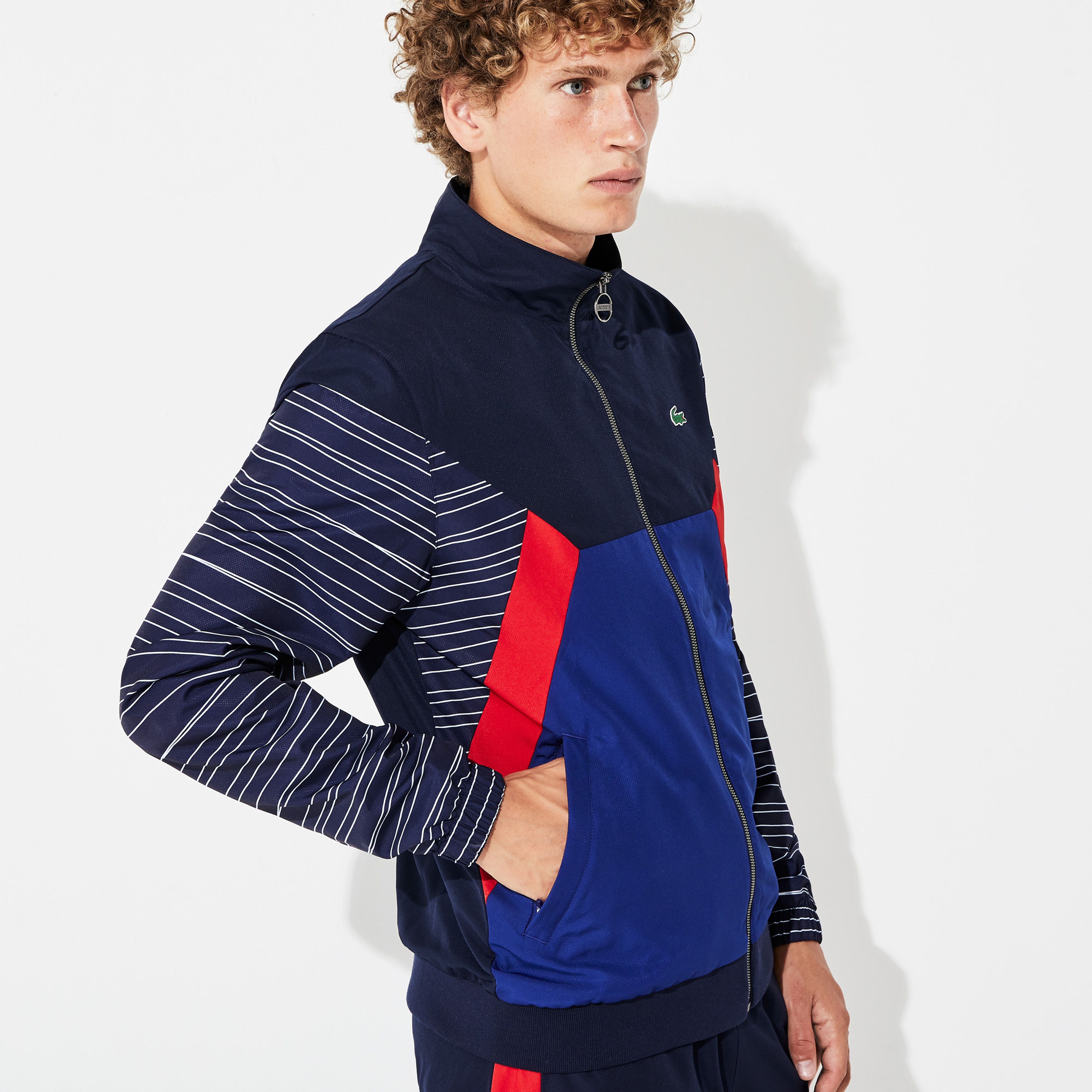 Lacoste Sport Erkek Dik Yaka Lacivert - Kırmızı Eşofman Takımı