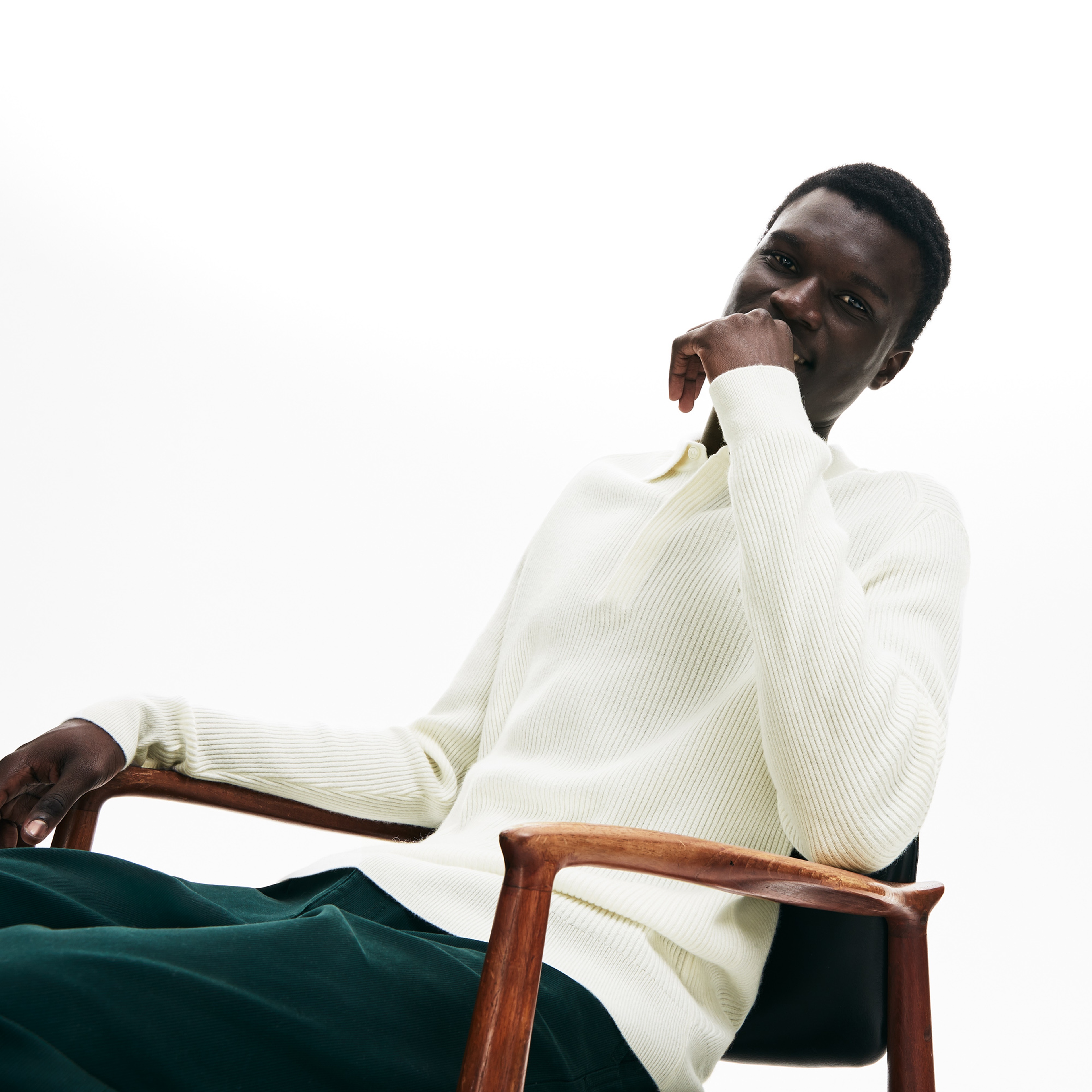 Lacoste Erkek Klasik Fit Kaşmir Karışımlı Bej Triko Kazak