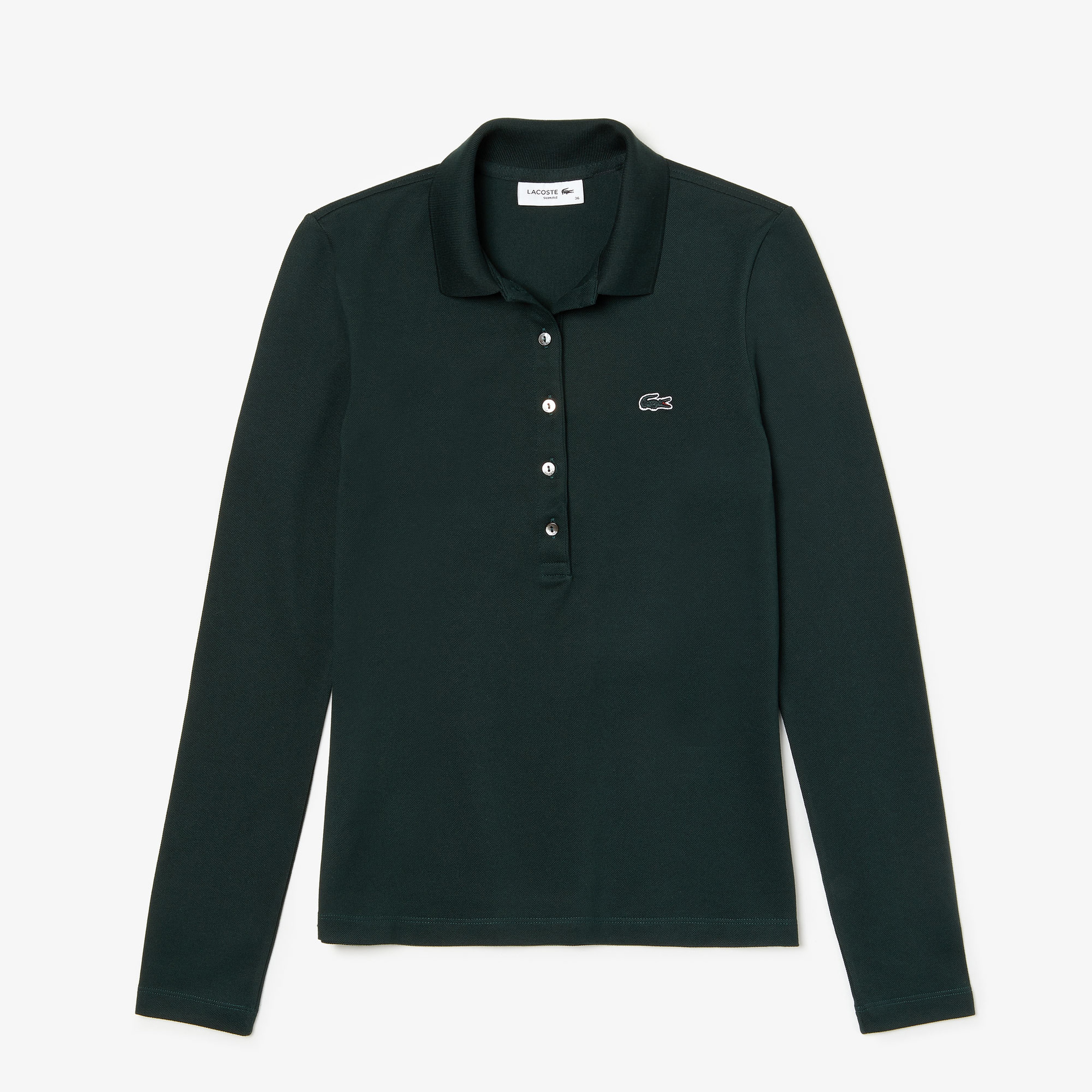 Lacoste Kadın Slim Fit Yeşil Uzun Kollu Polo