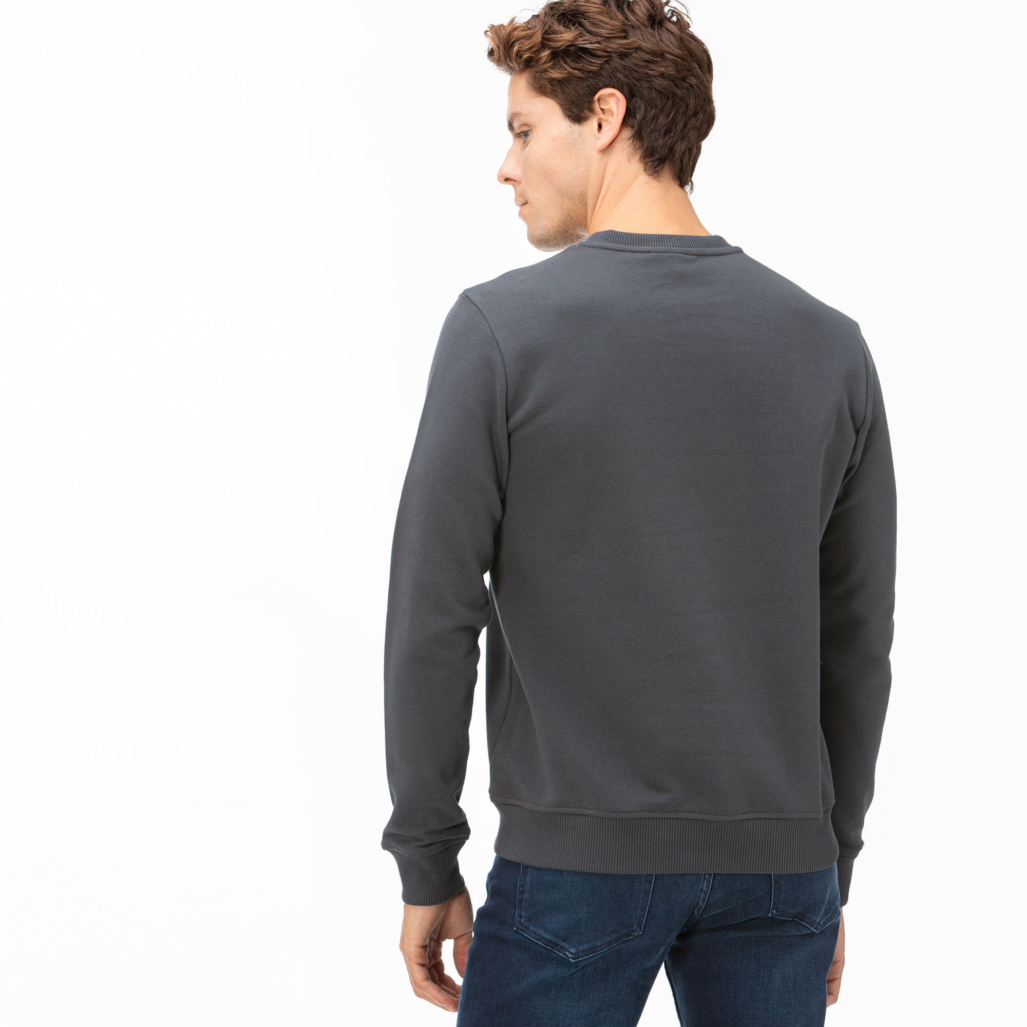 Lacoste Erkek Desenli Gri Sweatshirt