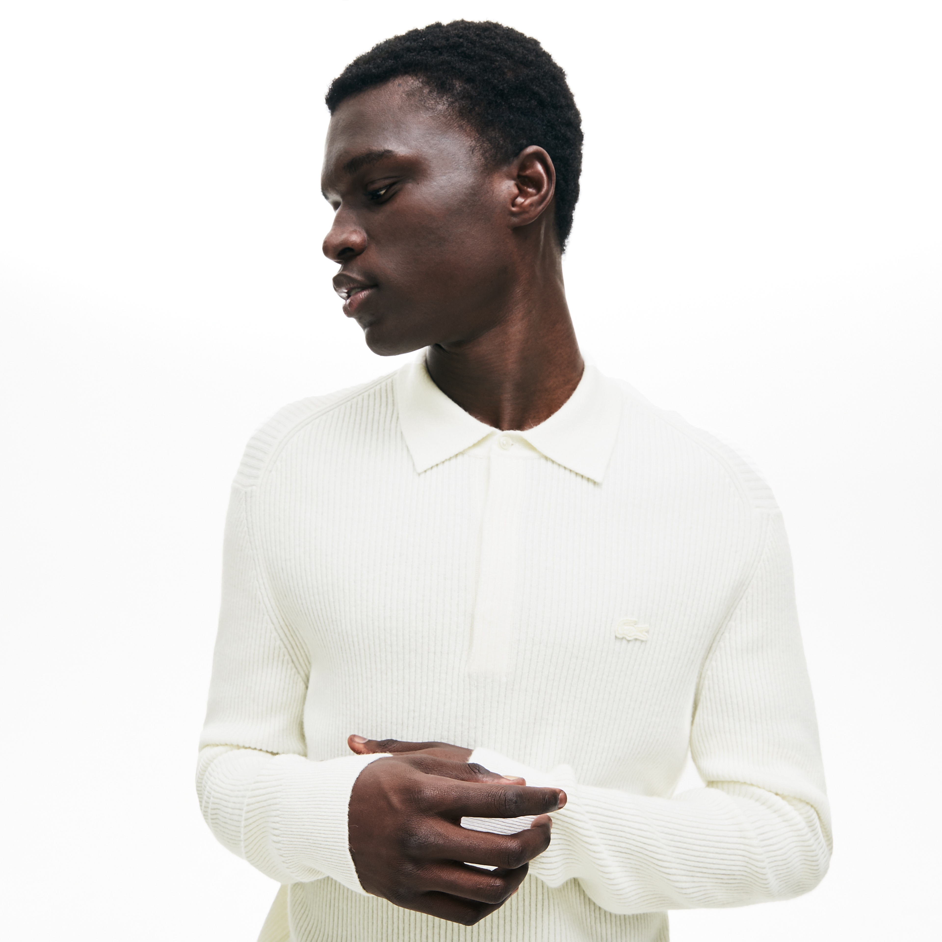 Lacoste Erkek Klasik Fit Kaşmir Karışımlı Bej Triko Kazak