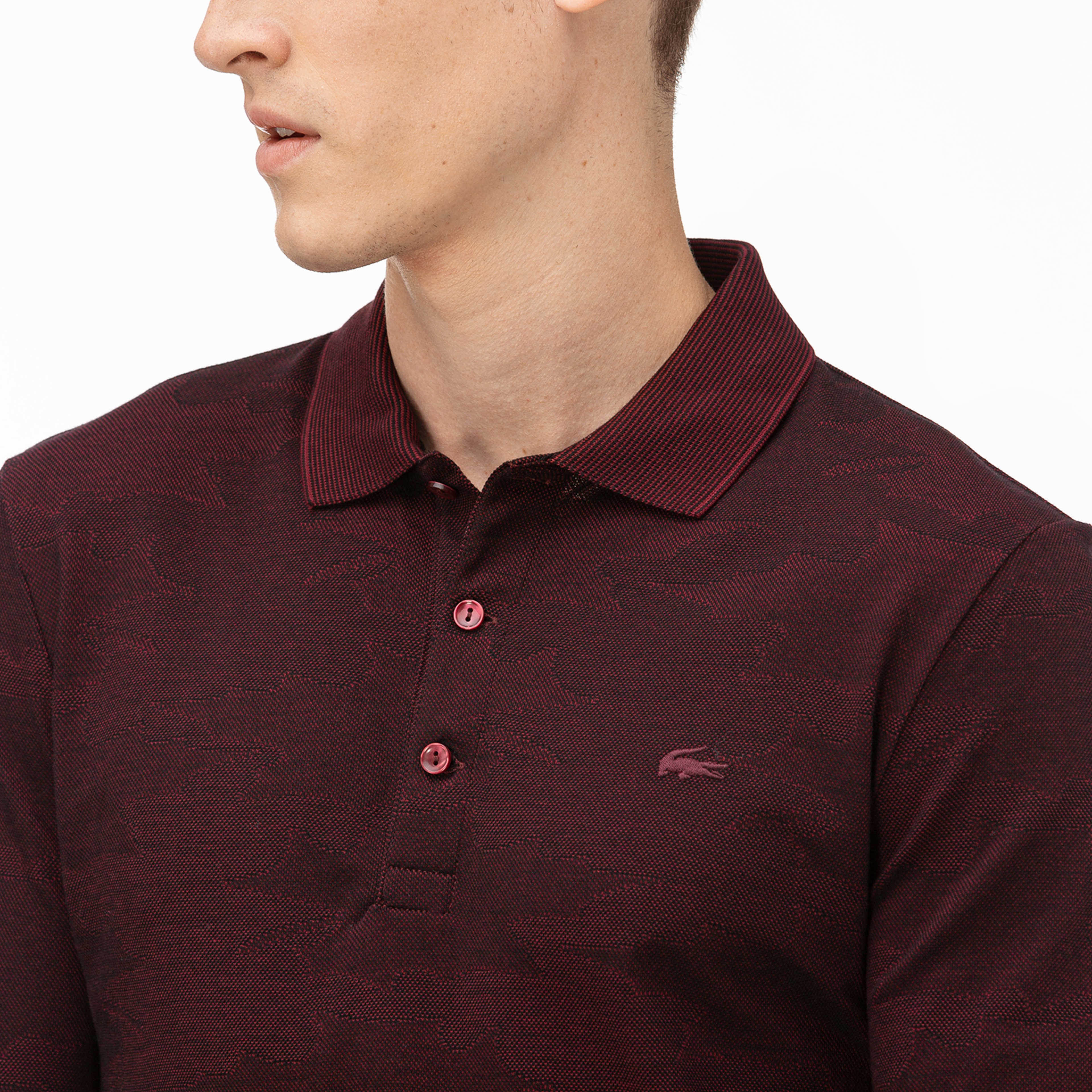 Lacoste Erkek Polo Yaka Uzun Kollu Bordo Polo