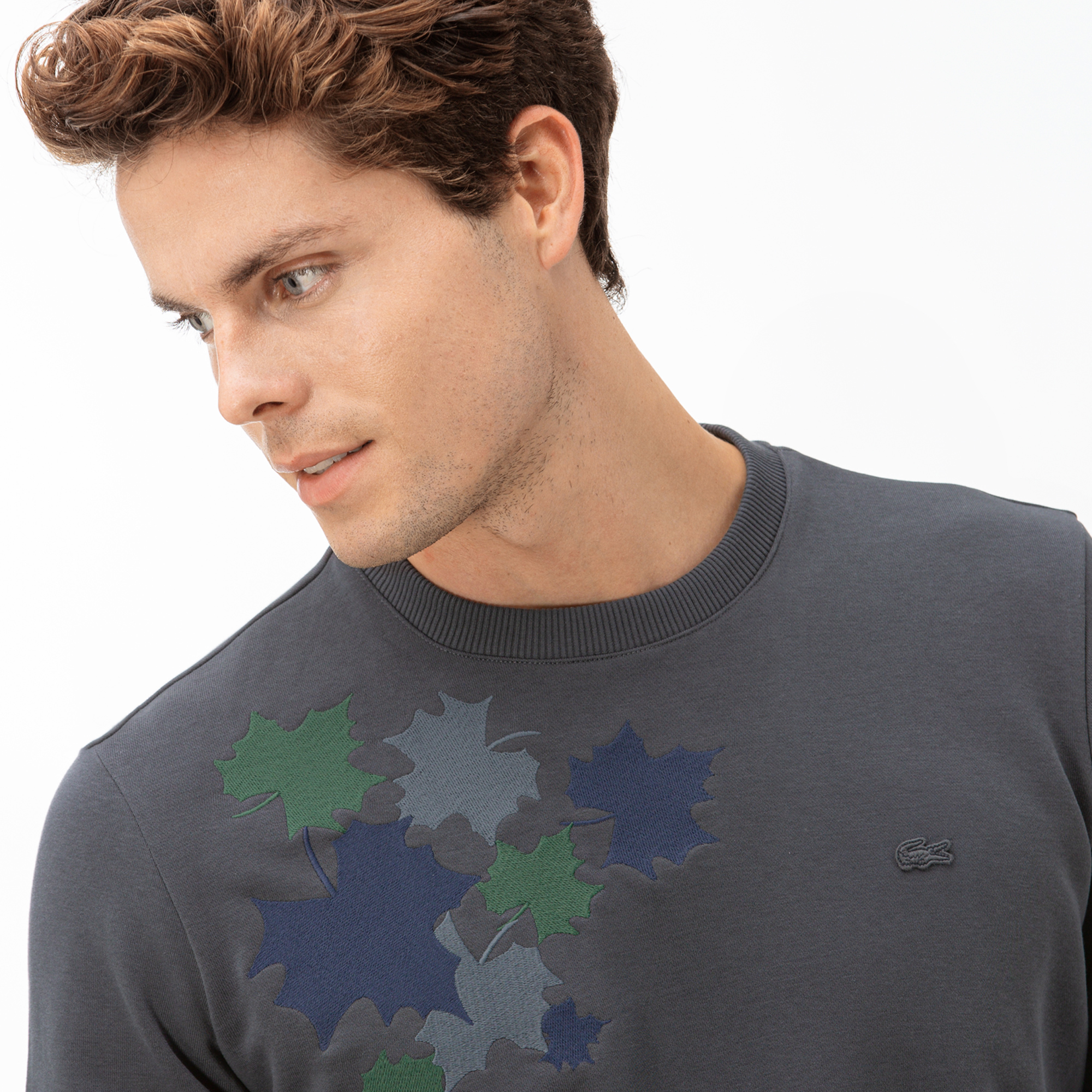 Lacoste Erkek Desenli Gri Sweatshirt