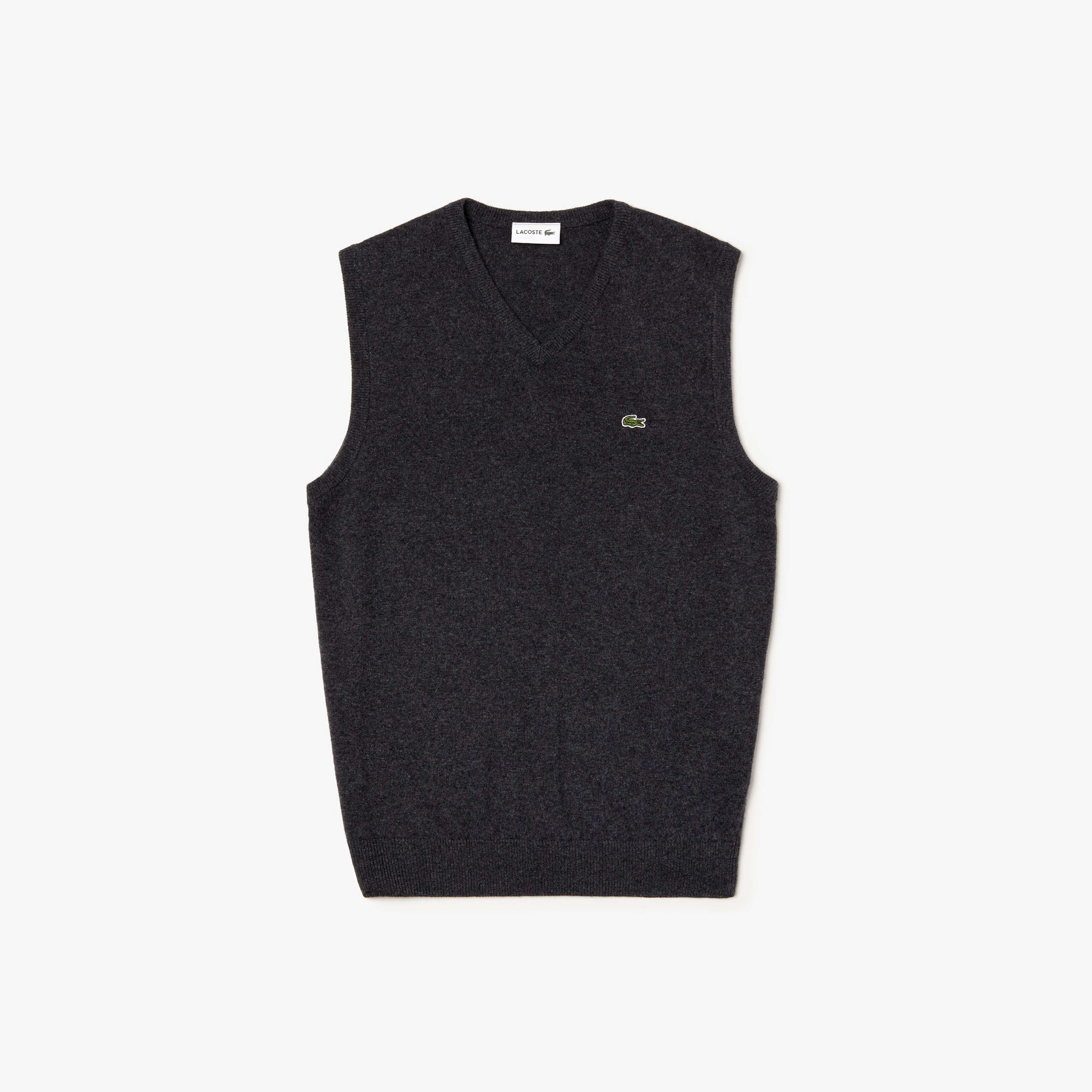 Lacoste Erkek Classic Fit V Yaka Yün Gri Süveter