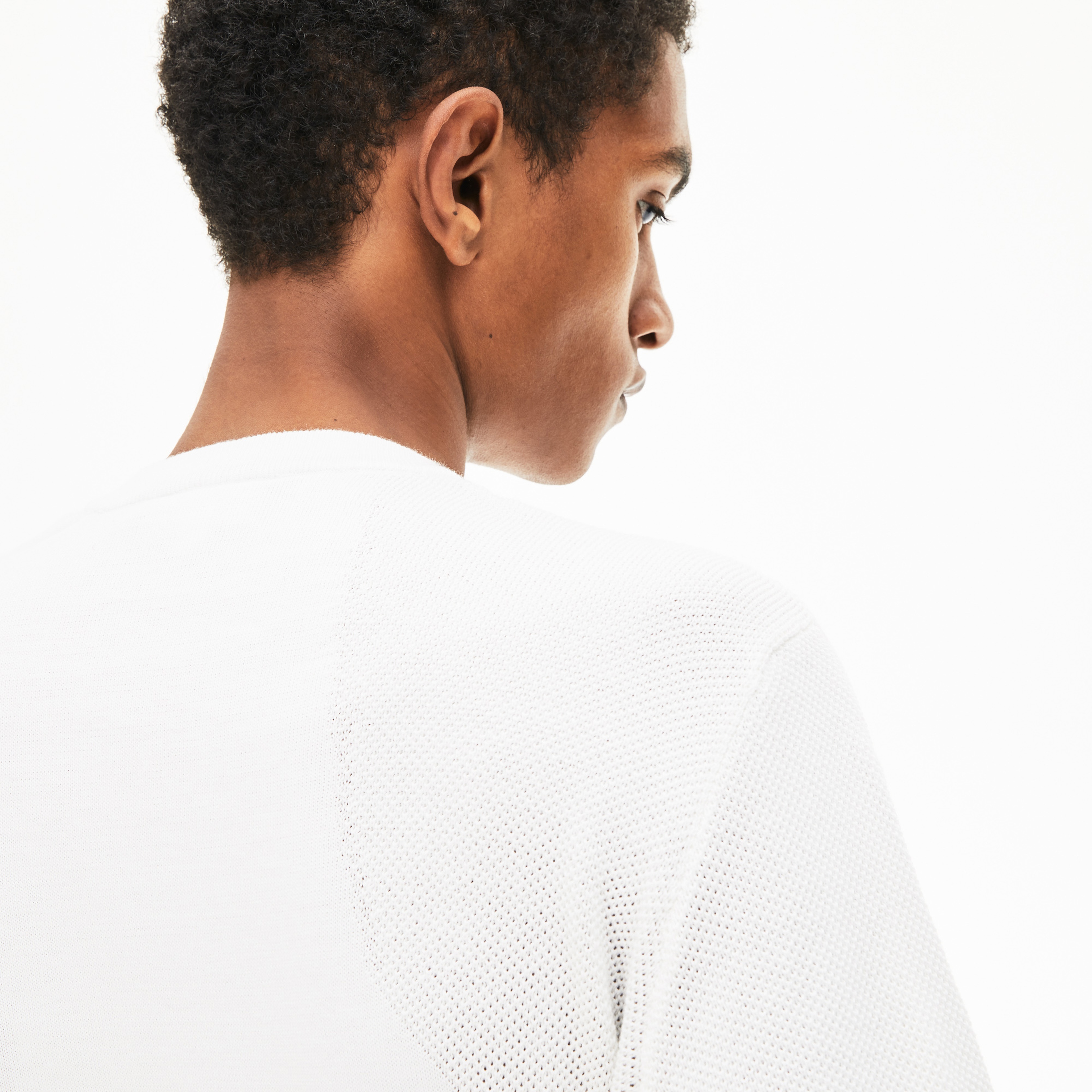 Lacoste Erkek Klasik Fit Bisiklet Yaka Beyaz Triko Kazak