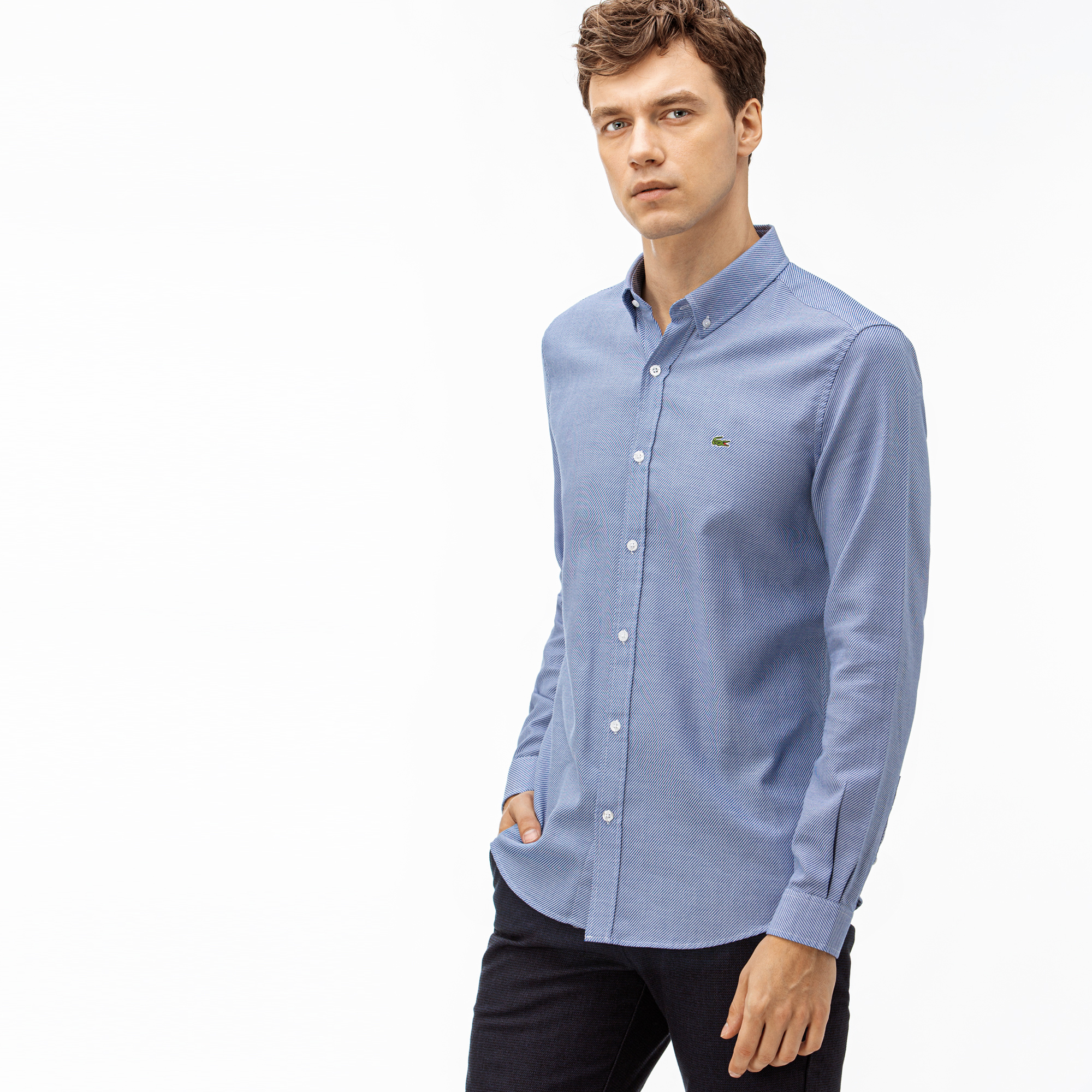 Lacoste Erkek Slim Fit Mavi Gömlek