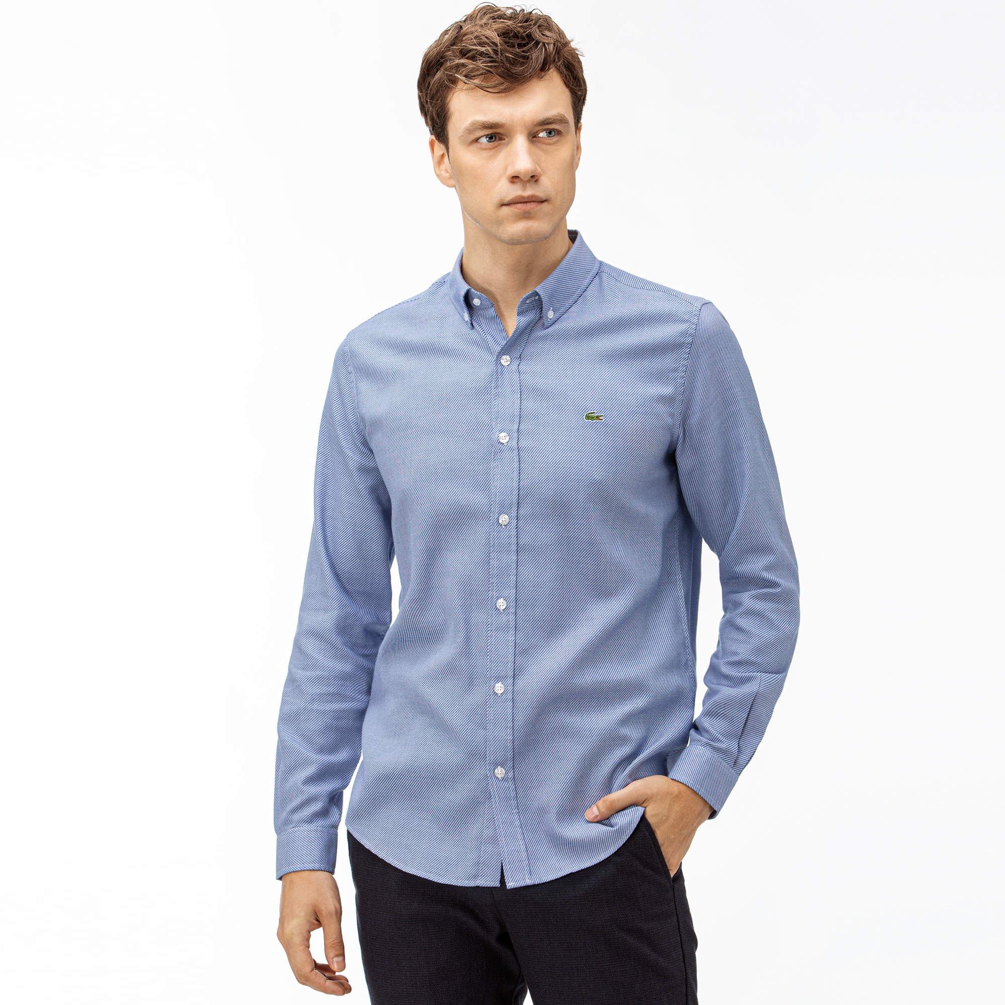 Lacoste Erkek Slim Fit Mavi Gömlek